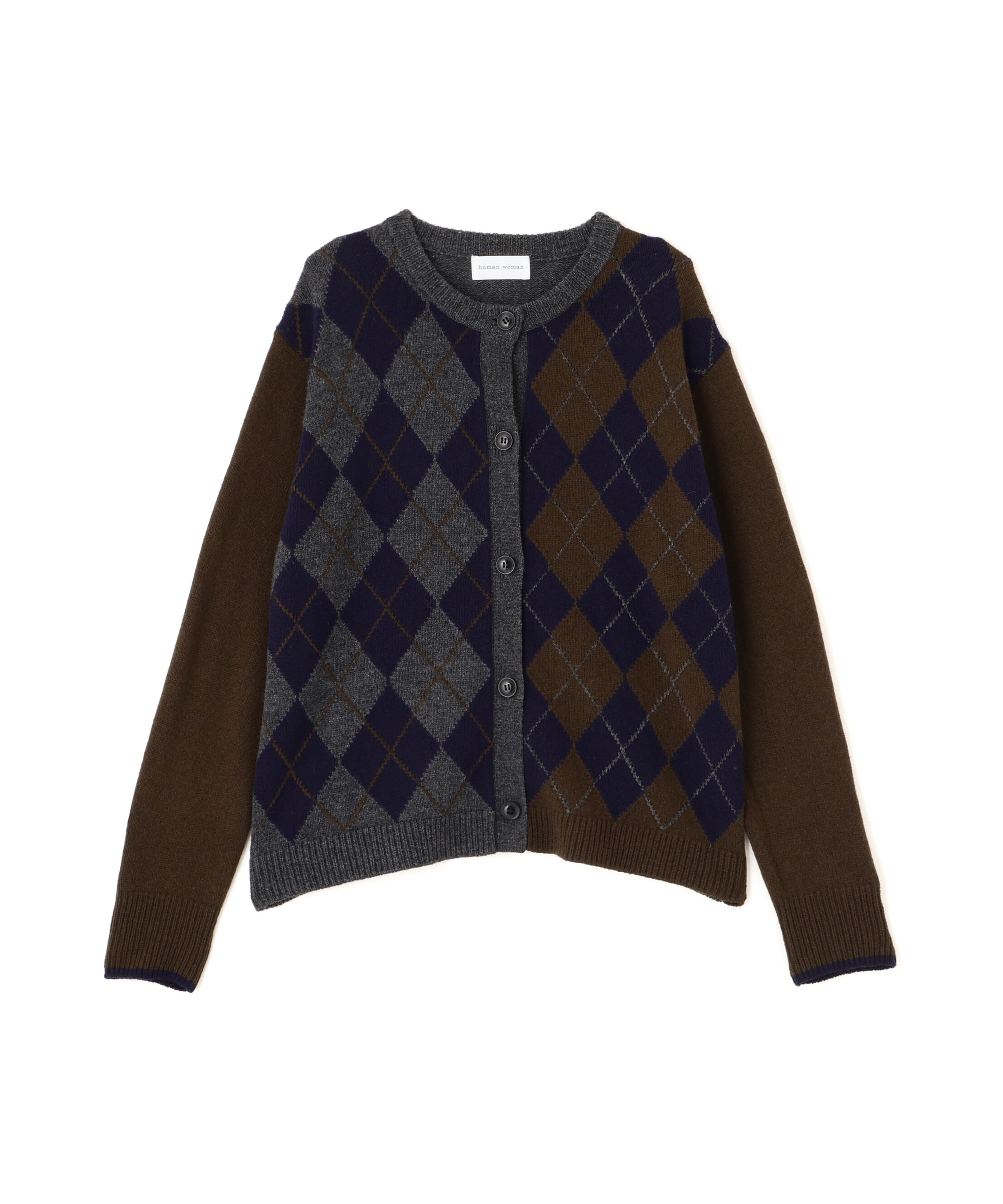  「ウールＭＩＸアーガイルクルーネックカーディガン」|ニット・セーター|