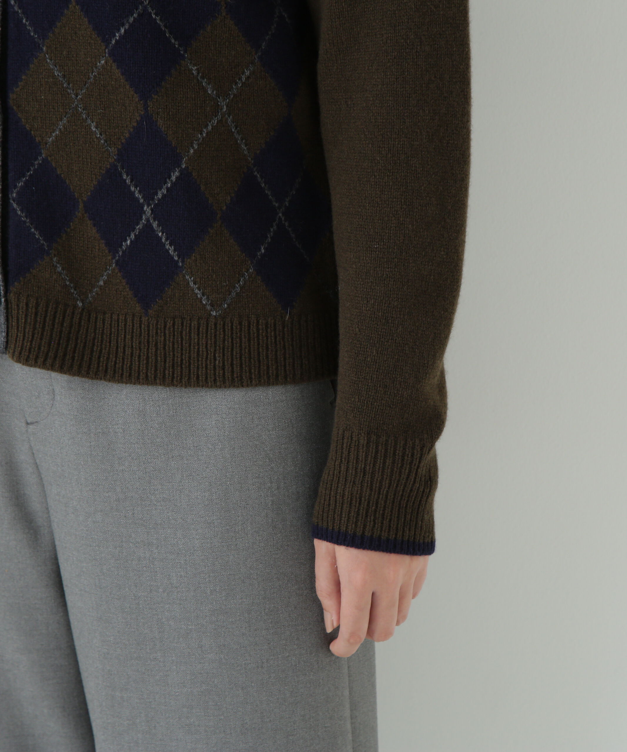  「ウールＭＩＸアーガイルクルーネックカーディガン」|ニット・セーター|