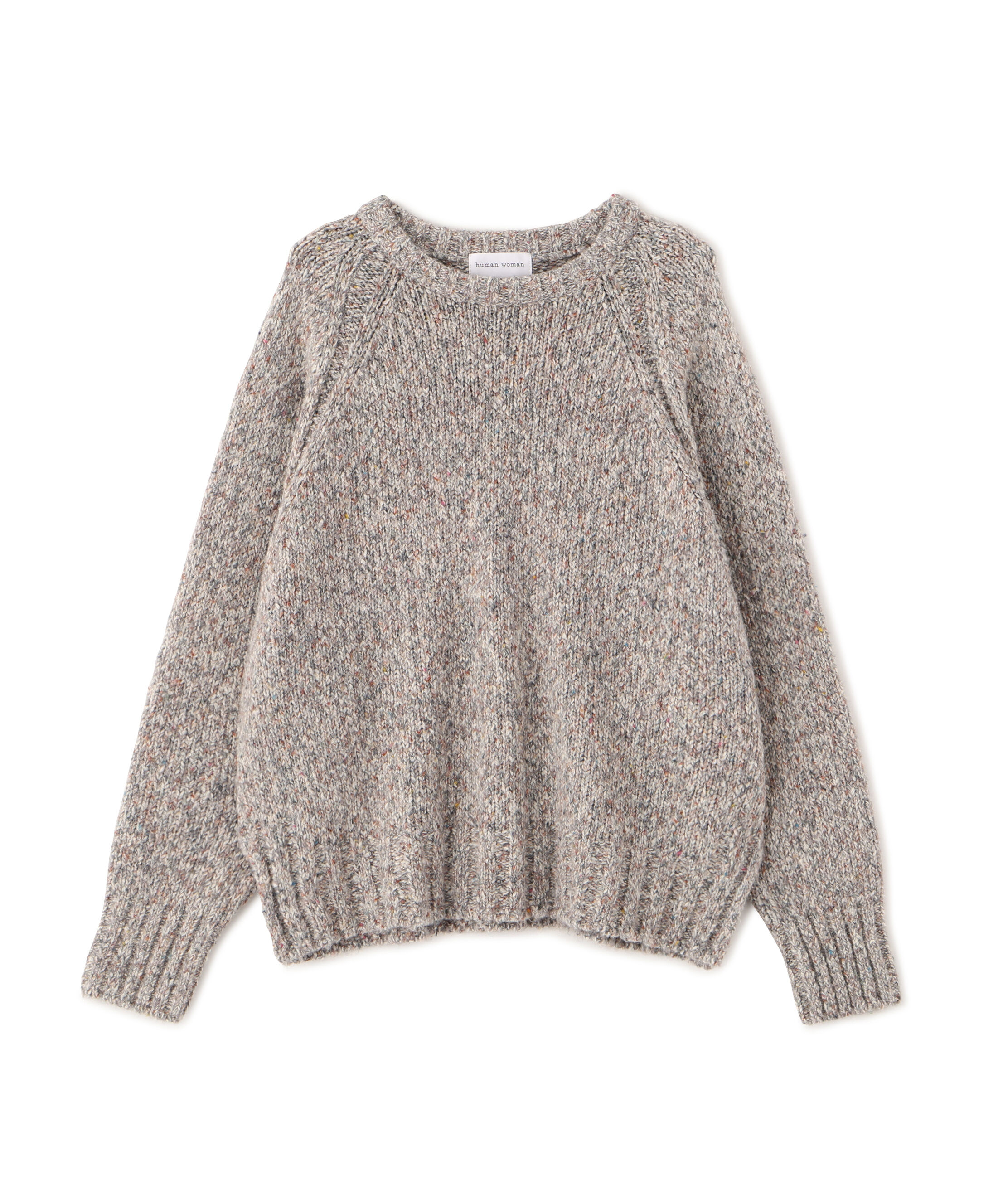  「◆ＭＩＸヤーンクルーネックラグランプルオーバー」|ニット・セーター|