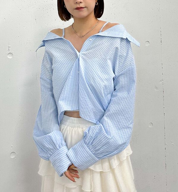 archives「２ｗａｙオフショルストライプシャツ」|シャツ・ブラウス|