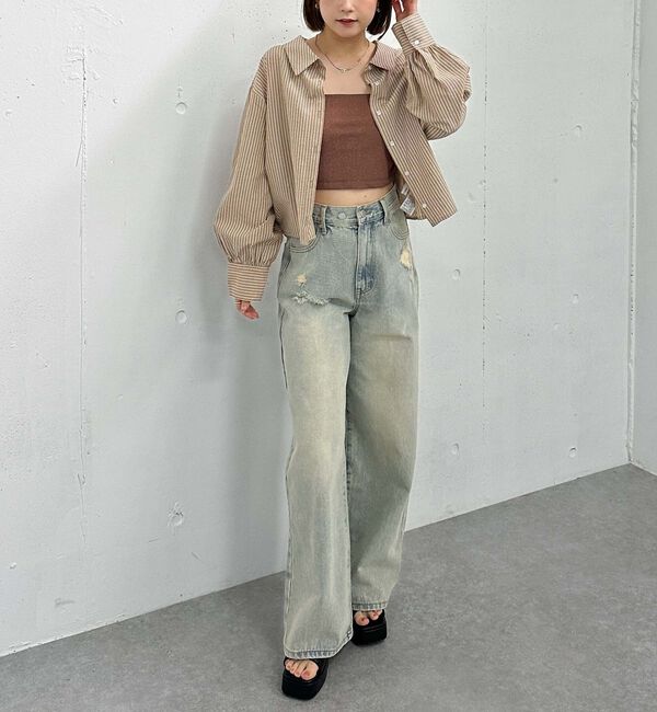 archives「２ｗａｙオフショルストライプシャツ」|シャツ・ブラウス|