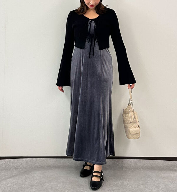 archives「ランダムリブニットカーデ&times;ベロアキャミワンピースＳＥＴ」|ワンピース|