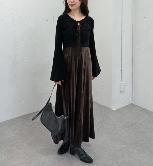 archives「ランダムリブニットカーデ&times;ベロアキャミワンピースＳＥＴ」|ワンピース|