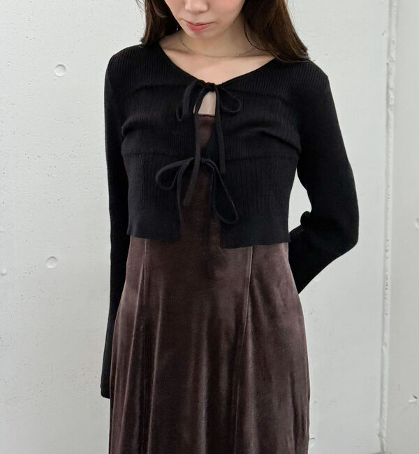 archives「ランダムリブニットカーデ&times;ベロアキャミワンピースＳＥＴ」|ワンピース|