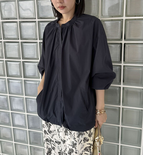 Doux archives「ネックギャザーブルゾン」|テーラードジャケット|NAVY