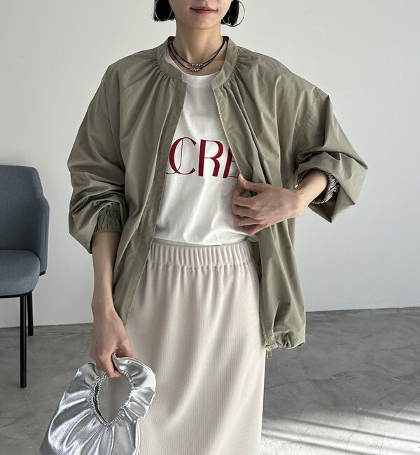 Doux archives「ネックギャザーブルゾン」|テーラードジャケット|KHAKI