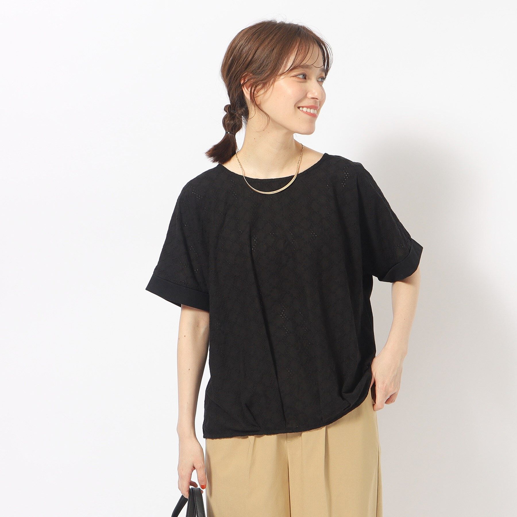 SHOO･LA･RUE「大人の甘さをプラスする フロント刺繍 ドルマントップス」|Tシャツ・カットソー|