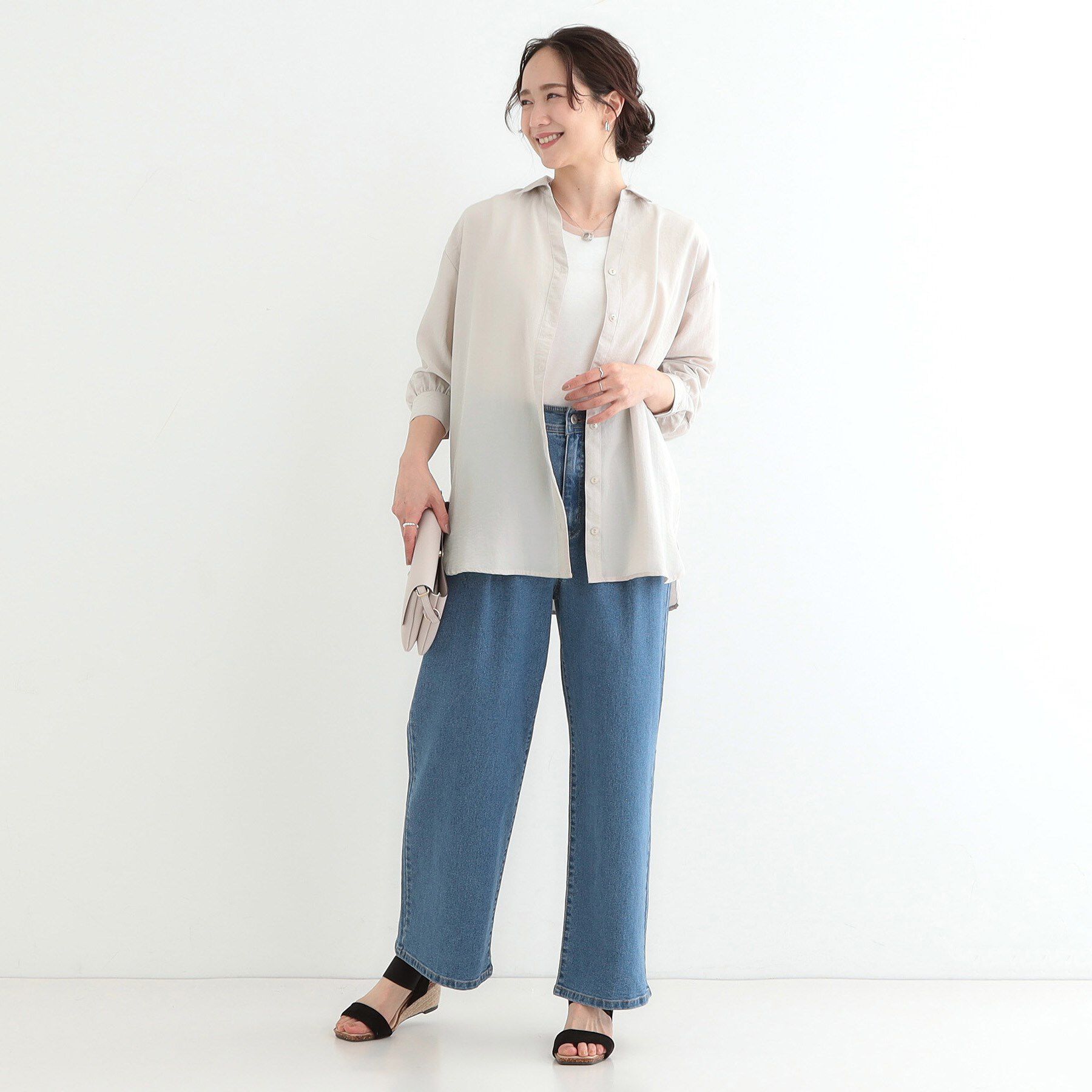 SHOO･LA･RUE「【S-LL】後ろ姿も抜かりなく バックレースアップシャツ」|シャツ・ブラウス|