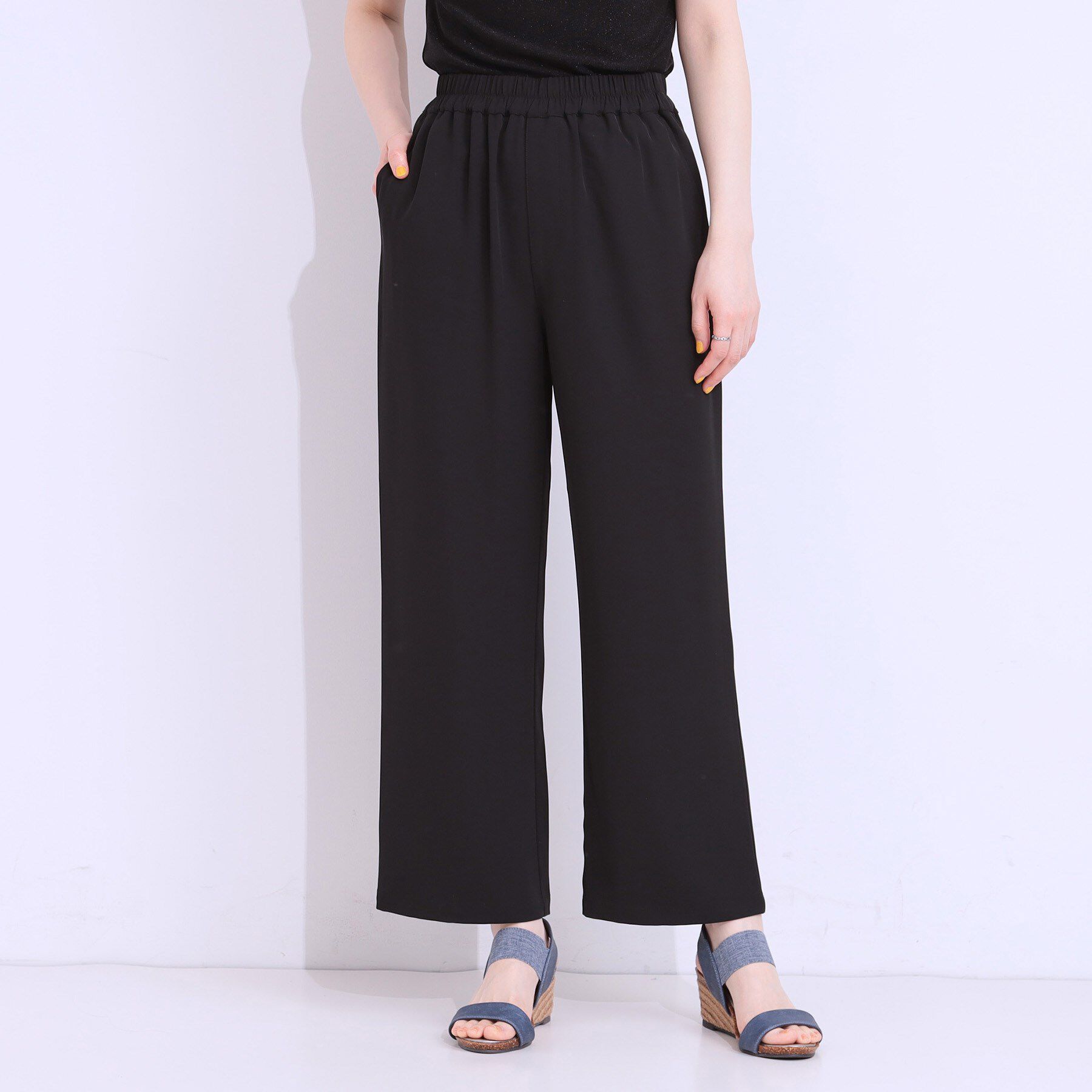 SHOO･LA･RUE「【洗える/ひんやり/UV/SS-3L】さらさらぷるんワイドパンツ」|その他|