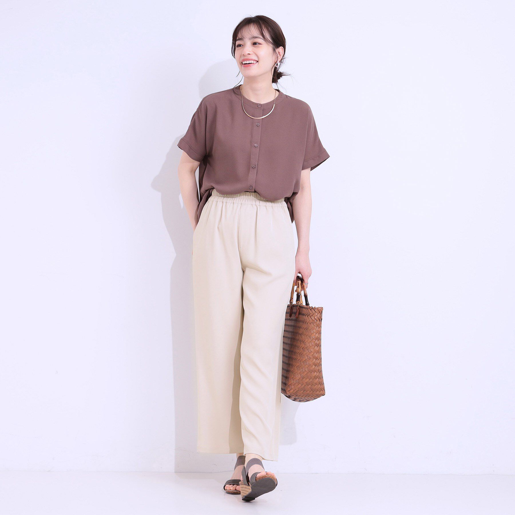 SHOO･LA･RUE「【洗える/ひんやり/UV/SS-3L】さらさらぷるんワイドパンツ」|その他|