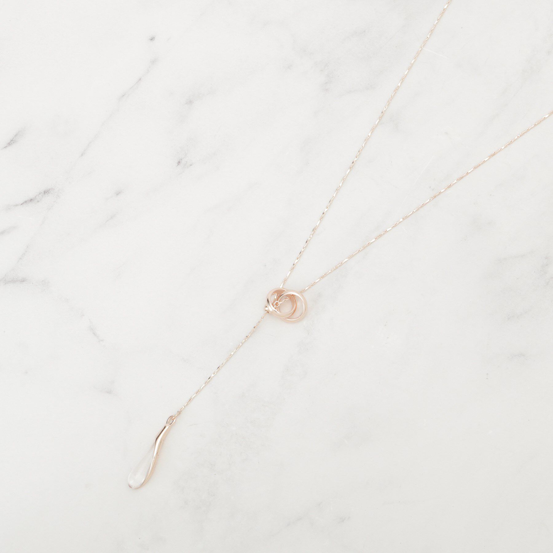 SHOO･LA･RUE「【2WAY】リング＆クリアドロップネックレス」|ネックレス|ピンクゴールド(00