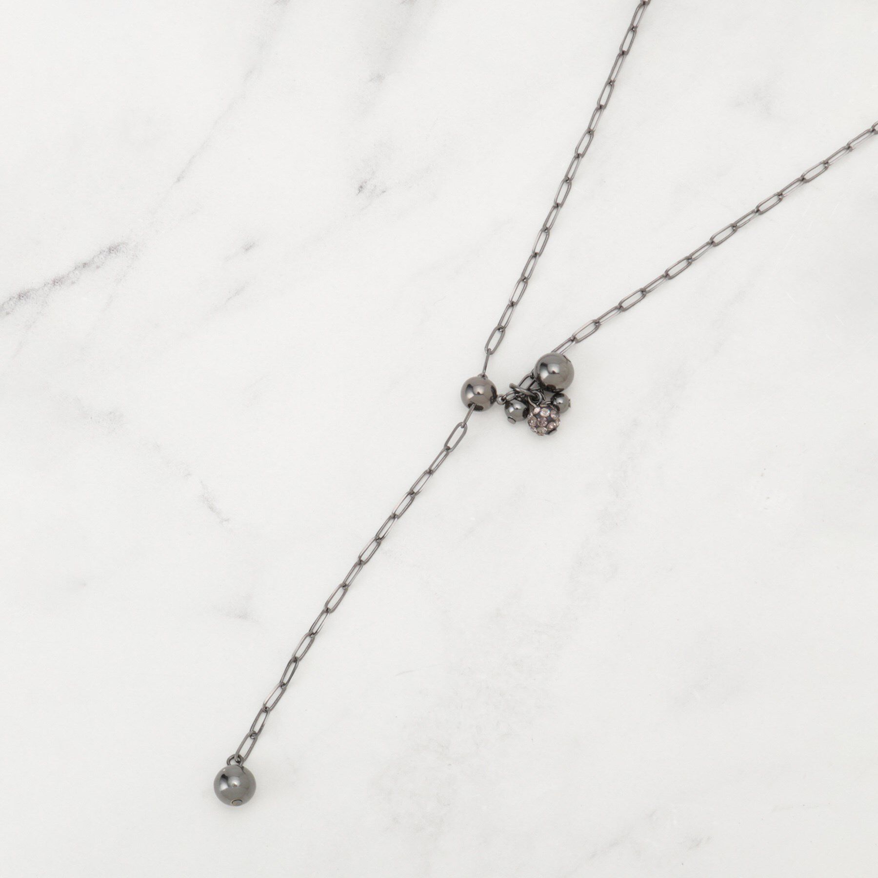 SHOO･LA･RUE「【2WAY】楕円チェーンパヴェメタルネックレス」|ネックレス|ブラック(019)