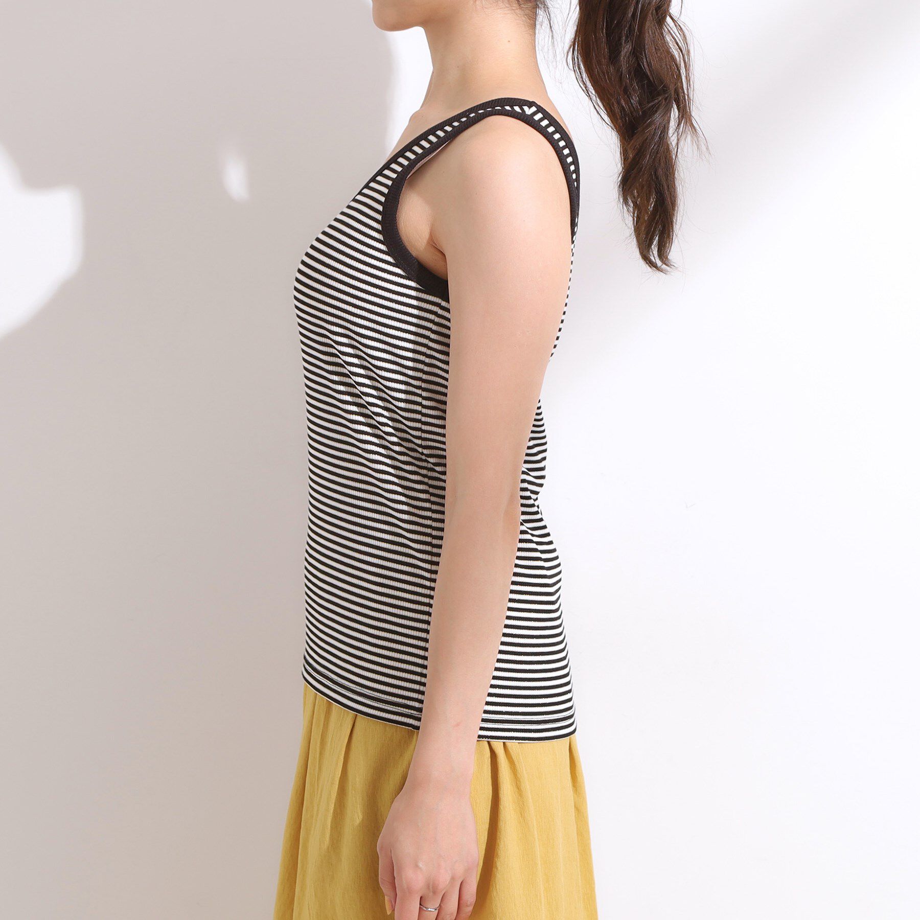 SHOO･LA･RUE「【洗える/S-LL】首元きれい テレコリブタンクトップ」|キャミソール|