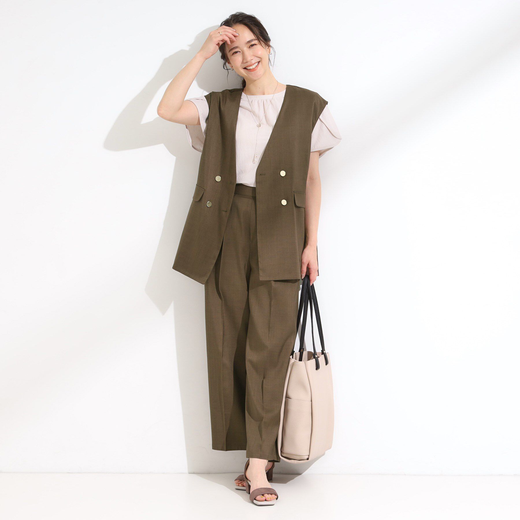 SHOO･LA･RUE「【S-LL/セットアップ可/洗濯後しわになりにくい】ダブルベスト」|ベスト・ジレ|