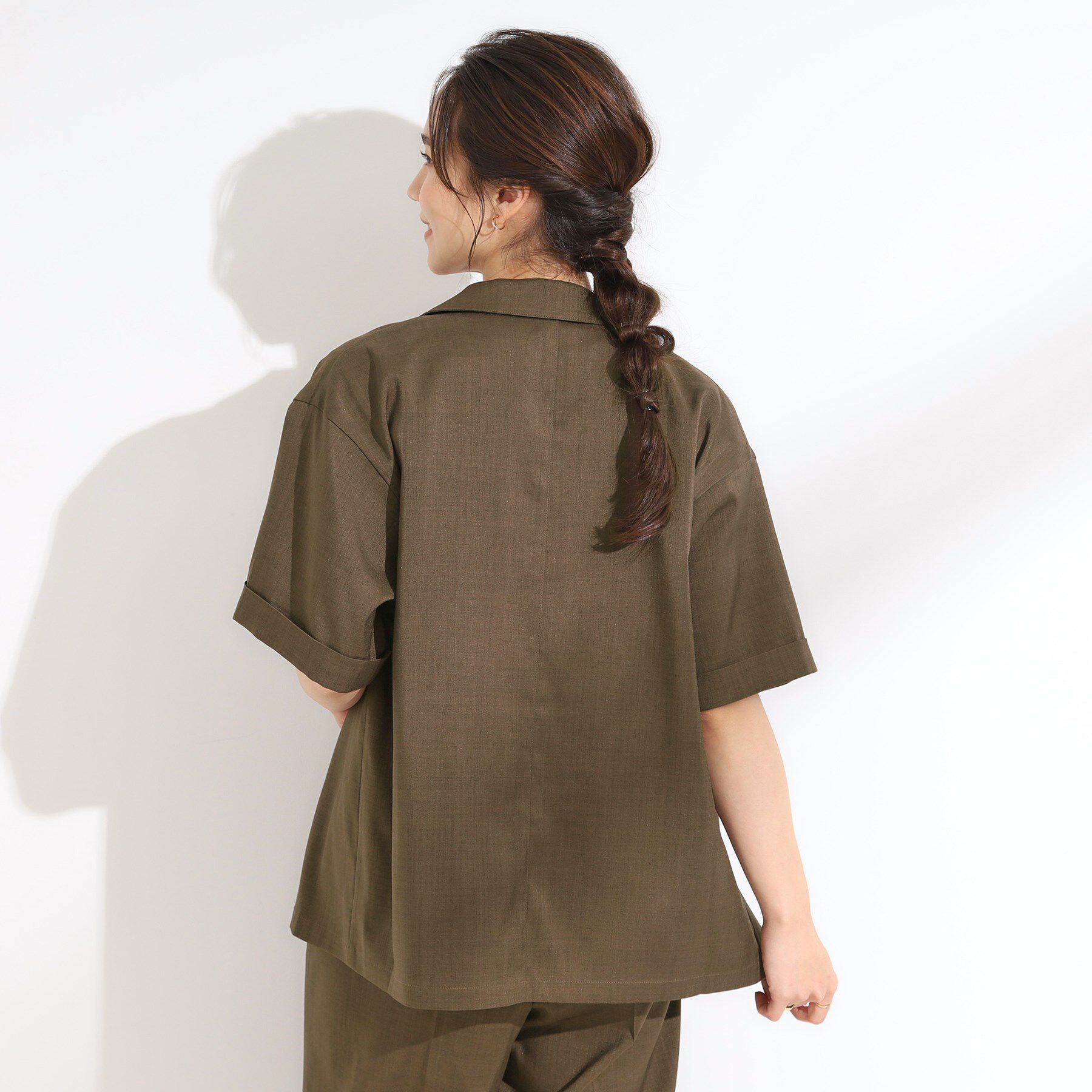 SHOO･LA･RUE「【S-LL/セットアップ可/洗濯後しわになりにくい】5分袖テーラードジャケット」|テーラードジャケット|