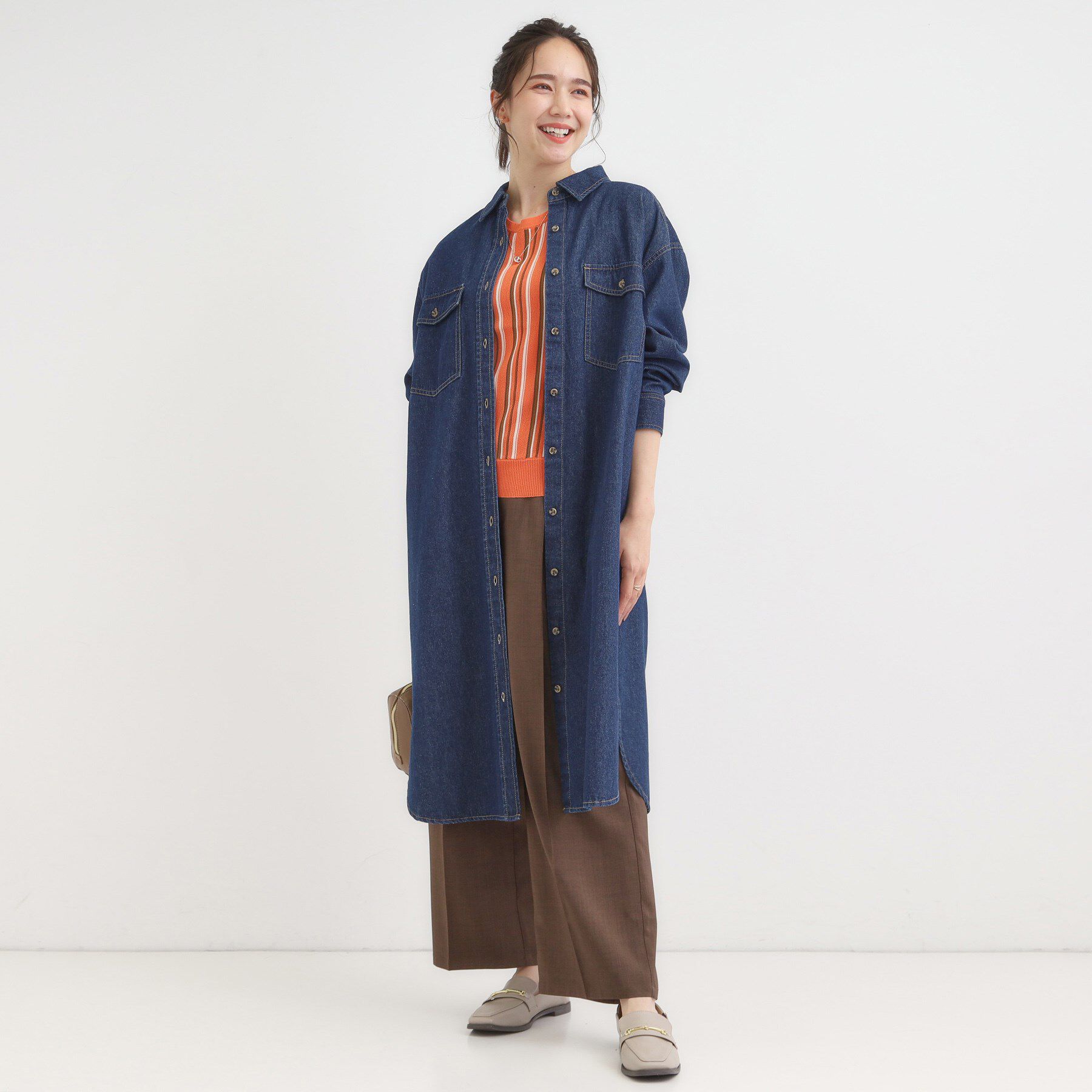 SHOO･LA･RUE「【S-LL】ロングシーズン活躍 デニムシャツワンピース」|ワンピース|