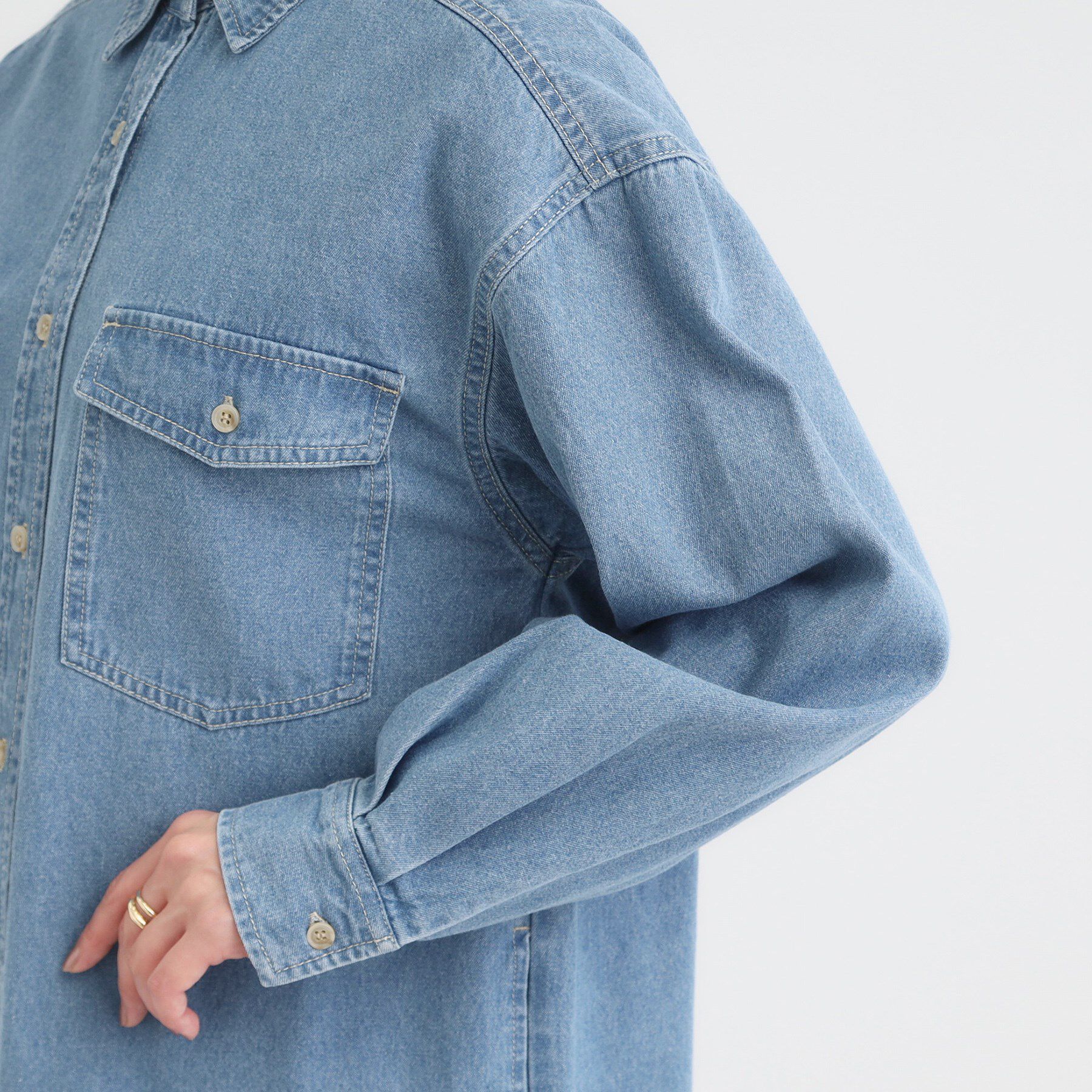 SHOO･LA･RUE「【S-LL】ロングシーズン活躍 デニムシャツワンピース」|ワンピース|