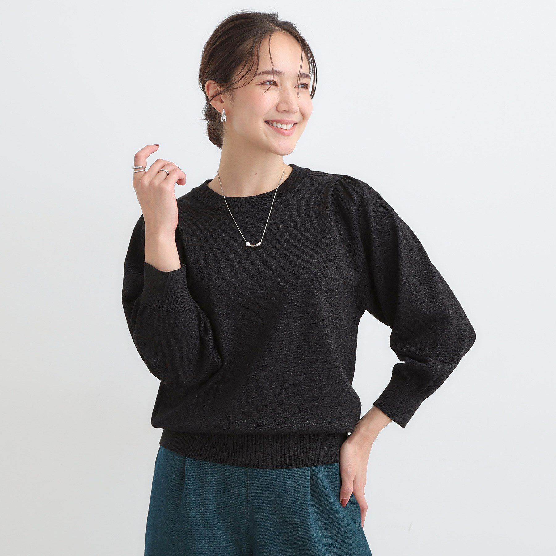 SHOO･LA･RUE「【洗濯機可/S-LL/アンサンブル可】8分袖で手元を華奢に魅せる さらっとタッチニット」|ニット・セーター|