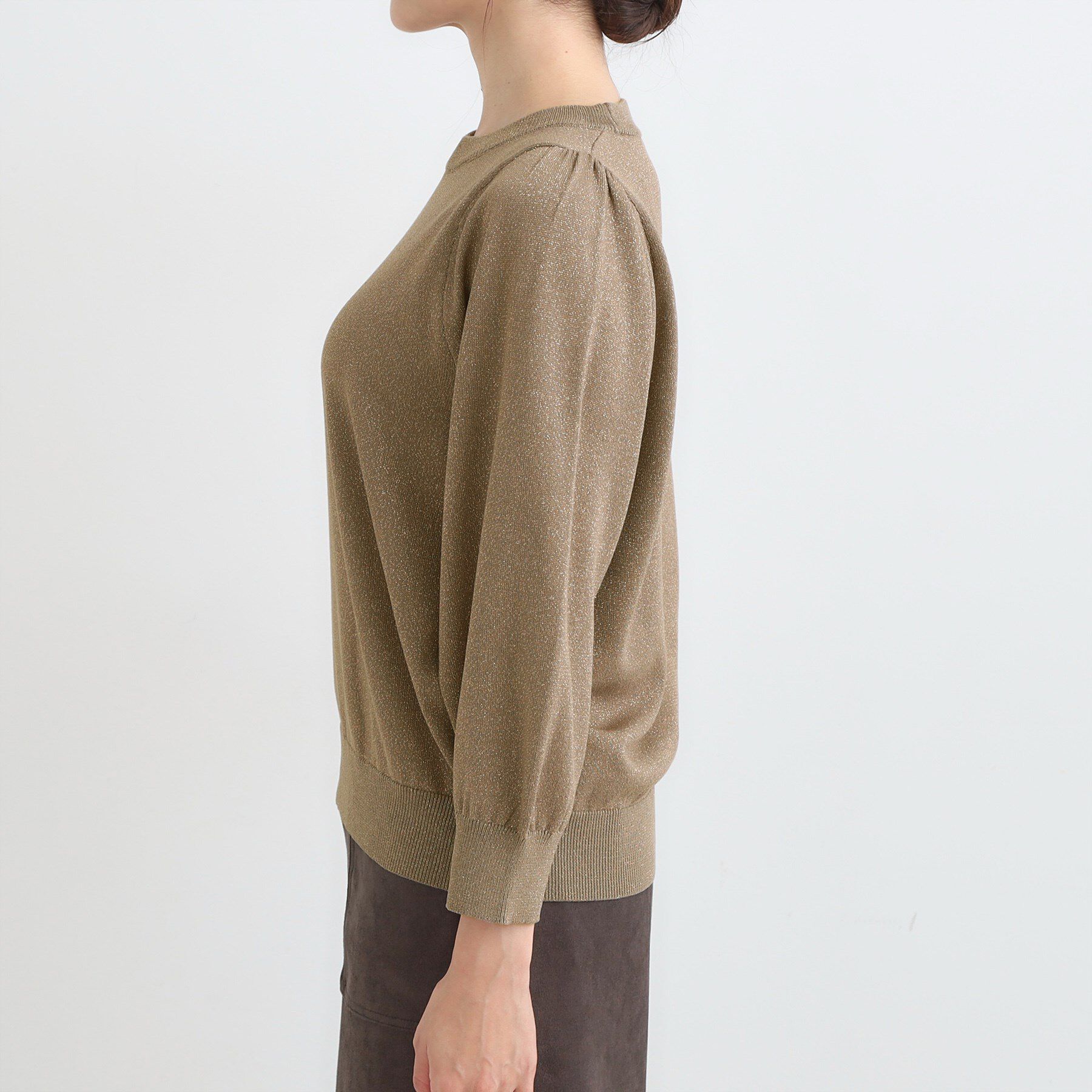 SHOO･LA･RUE「【洗濯機可/S-LL/アンサンブル可】8分袖で手元を華奢に魅せる さらっとタッチニット」|ニット・セーター|