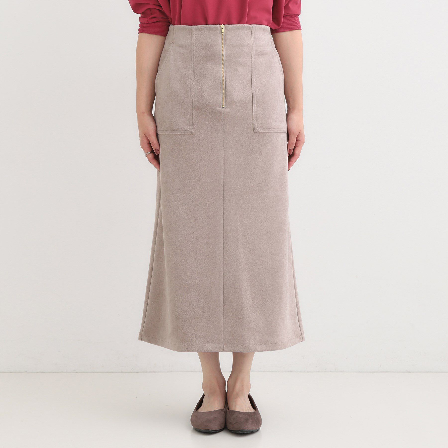 SHOO･LA･RUE「【洗濯機可】上品できれい見え フェイクスエード ナロースカート」|スカート|