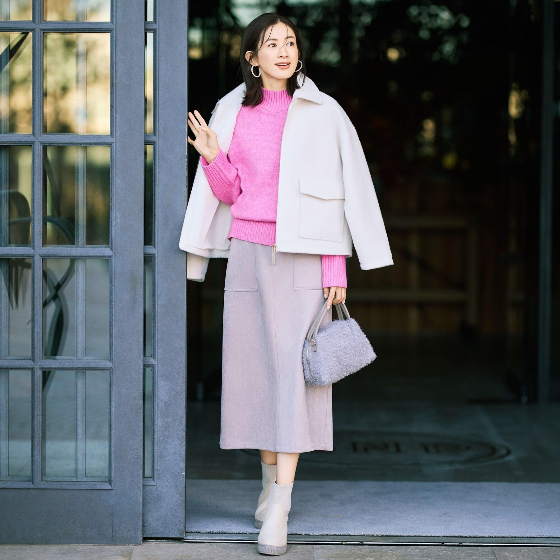 SHOO･LA･RUE「【洗濯機可】上品できれい見え フェイクスエード ナロースカート」|スカート|