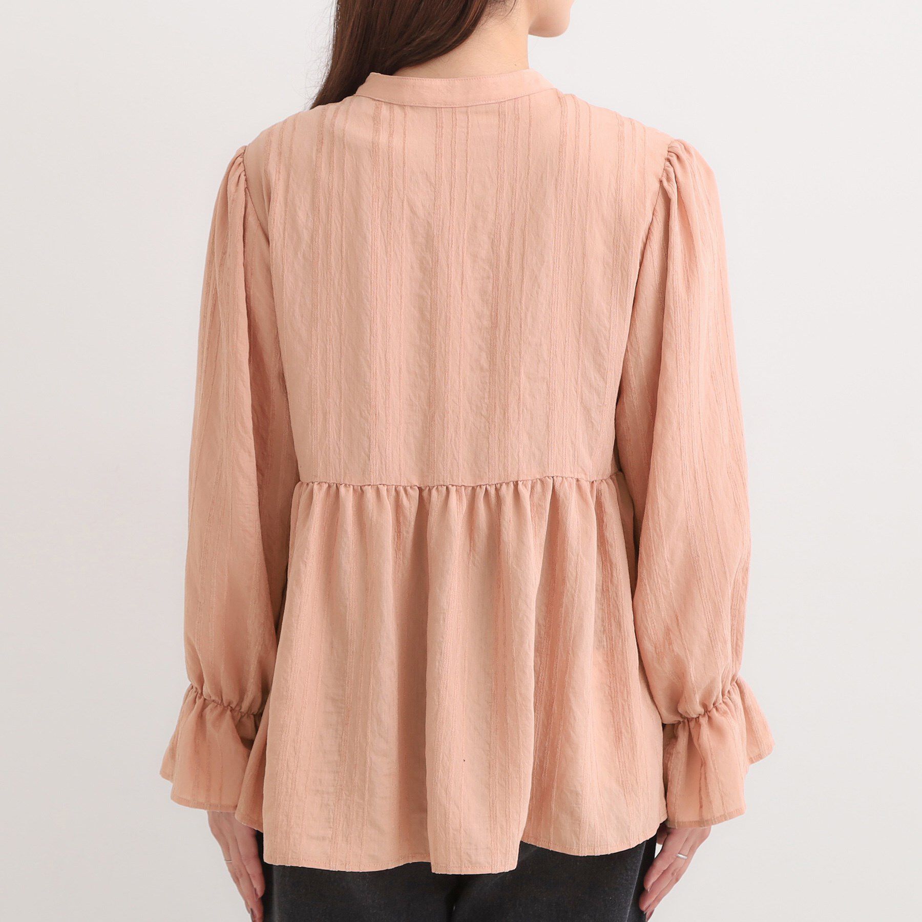 SHOO･LA･RUE「【S-LL】大人フェミニン ペプラム風フリルブラウス」|シャツ・ブラウス|