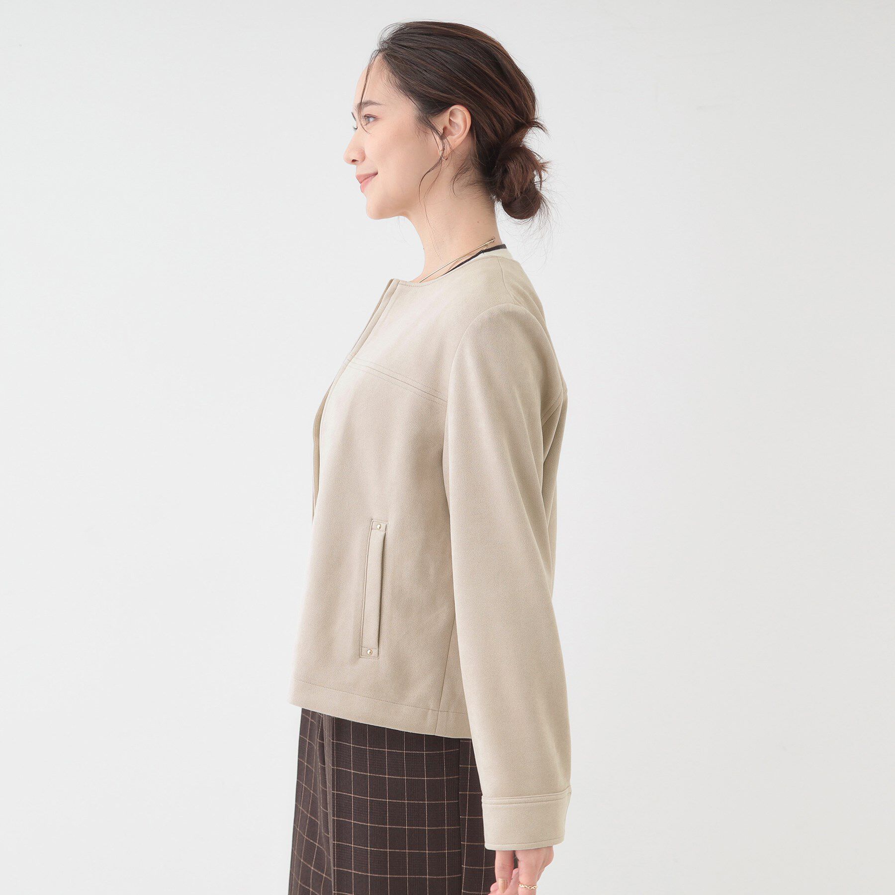 SHOO･LA･RUE「【S-LL】上品さを纏う やわらか フェイクスエードブルゾン」|ブルゾン・スタジャン|