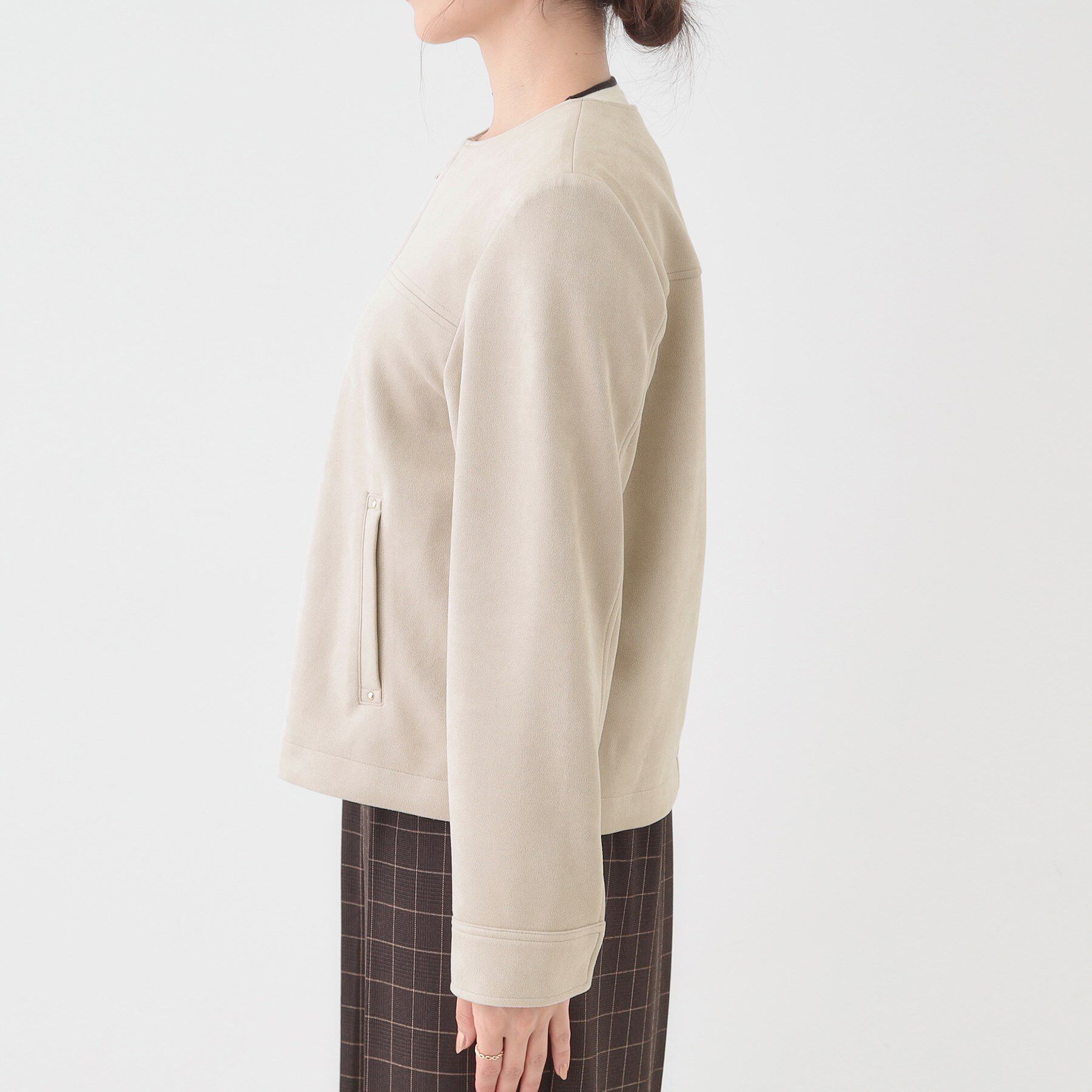 SHOO･LA･RUE「【S-LL】上品さを纏う やわらか フェイクスエードブルゾン」|ブルゾン・スタジャン|