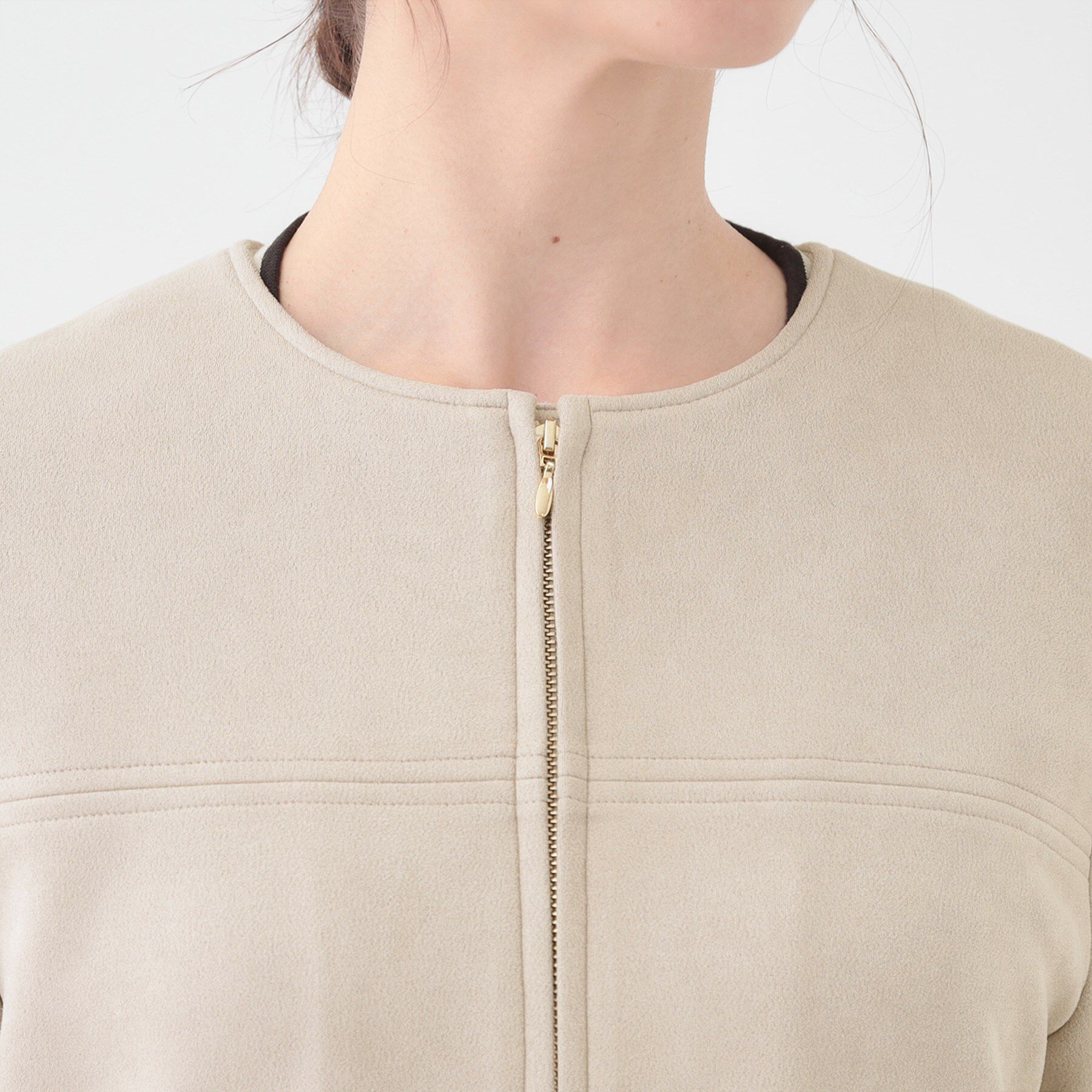 SHOO･LA･RUE「【S-LL】上品さを纏う やわらか フェイクスエードブルゾン」|ブルゾン・スタジャン|