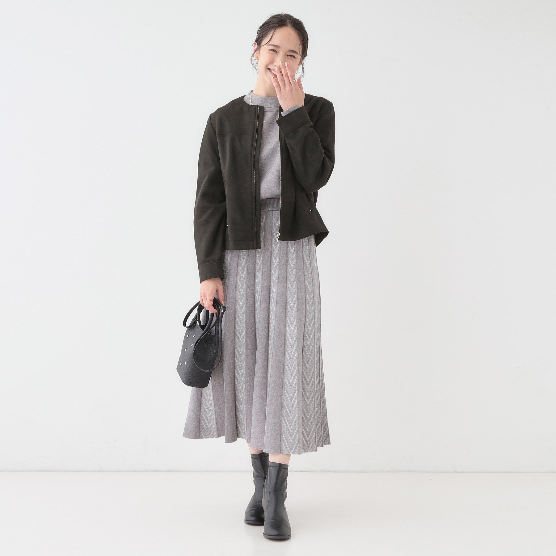 SHOO･LA･RUE「【S-LL】上品さを纏う やわらか フェイクスエードブルゾン」|ブルゾン・スタジャン|