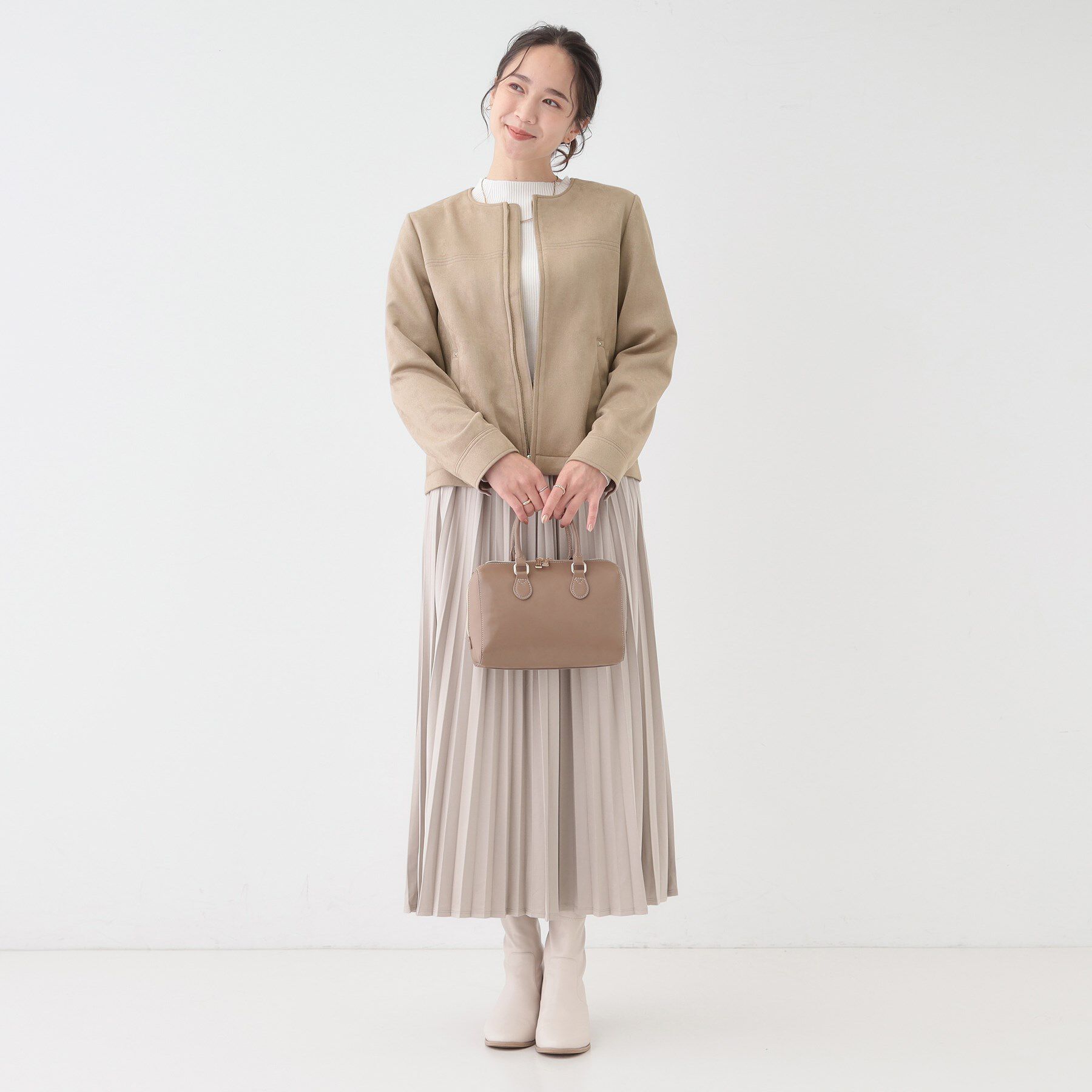 SHOO･LA･RUE「【S-LL】上品さを纏う やわらか フェイクスエードブルゾン」|ブルゾン・スタジャン|