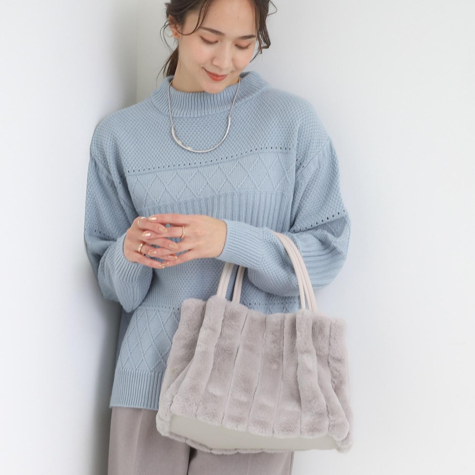 SHOO･LA･RUE「【高レビュー/2WAY】きれい見えで上品な ストライプファートートバッグ」|トートバッグ|