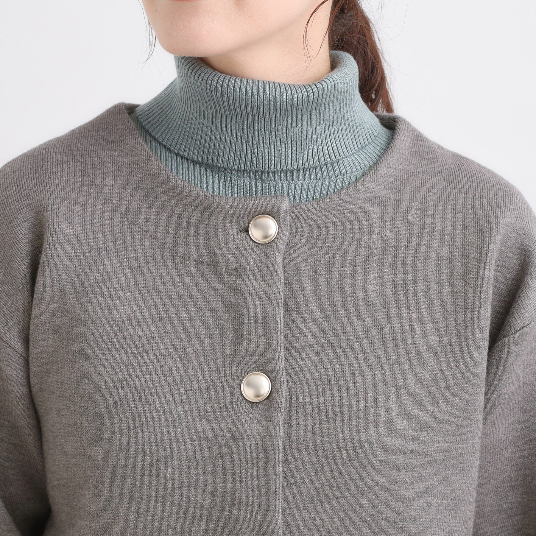 SHOO･LA･RUE「ゴールドボタンがアクセント ダブルフェイスニットカーディガン」|カーディガン|