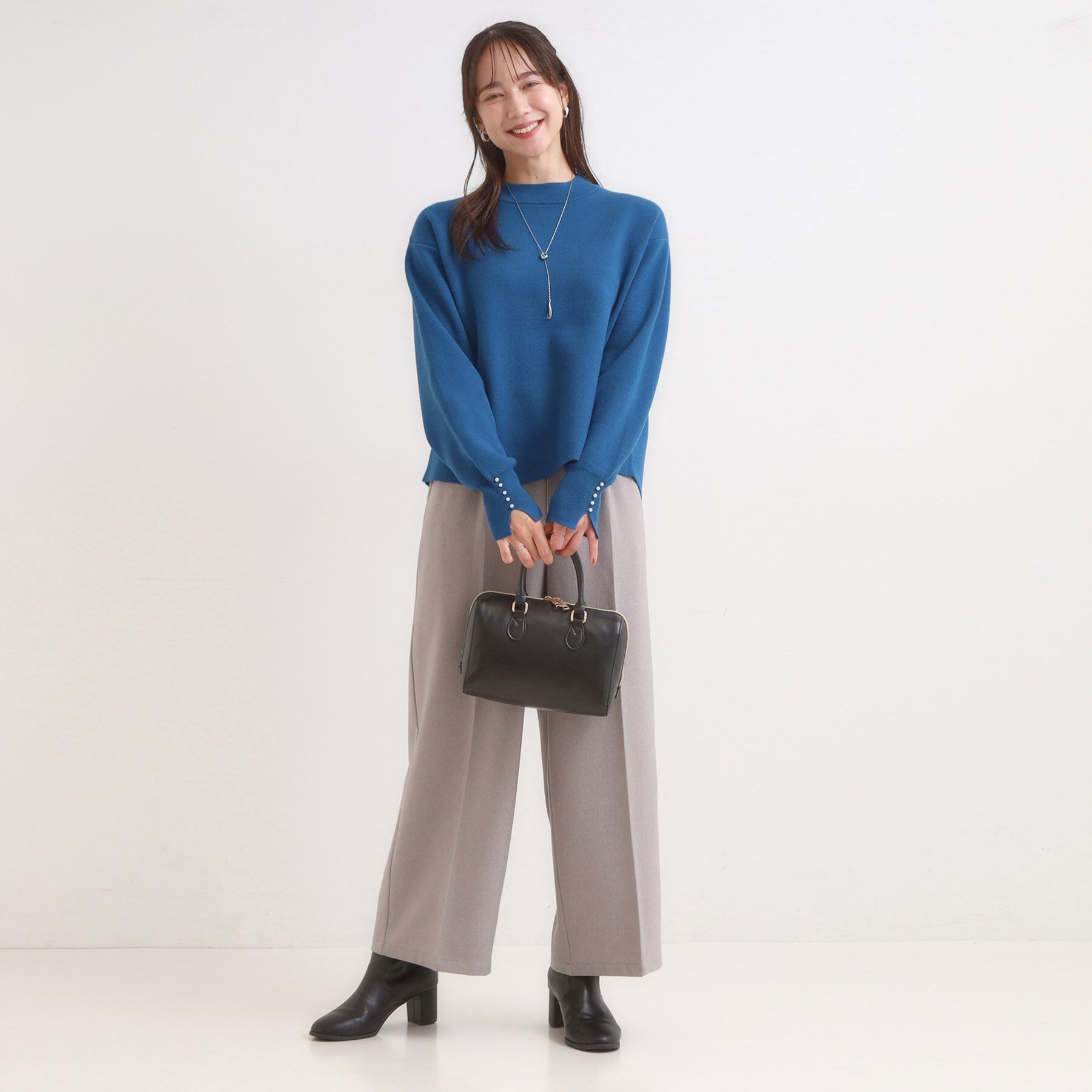 SHOO･LA･RUE「【セットアップ可/S-LL】インせず着られる 洗えるもちもち裾ラウンドニット」|ニット・セーター|