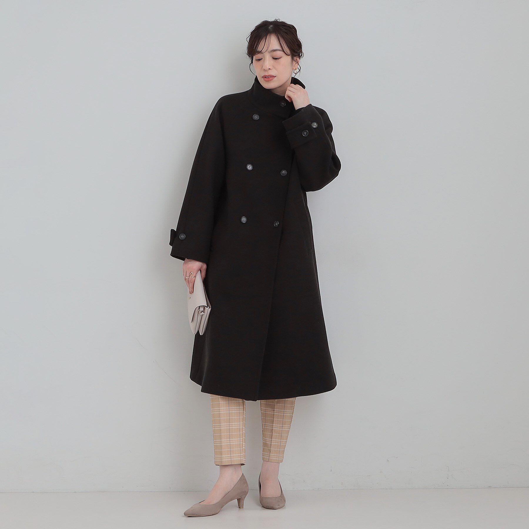 SHOO･LA･RUE「【S-LL】大人のきれいめスタイルに ウール調スタンドロングコート」|その他|