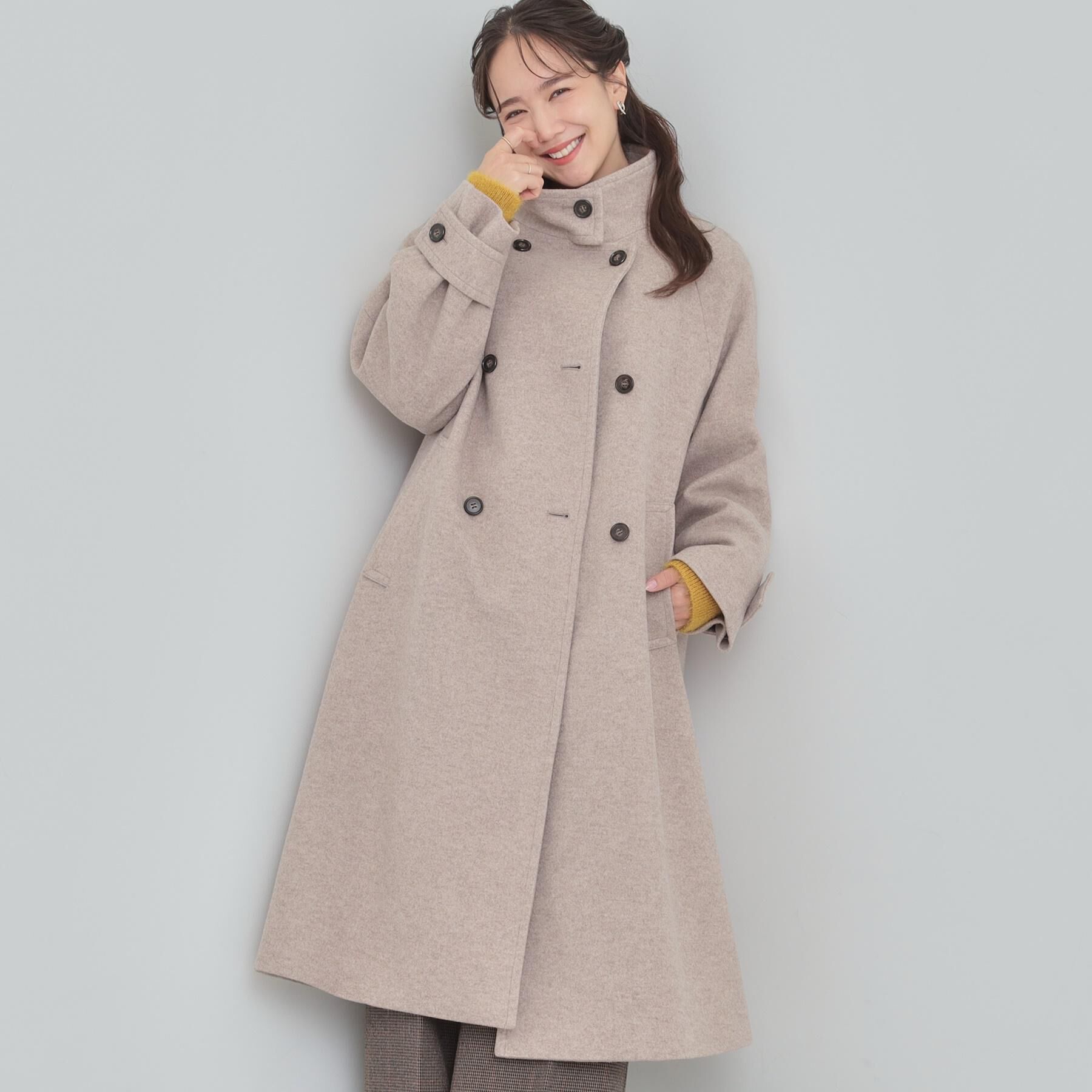 SHOO･LA･RUE「【S-LL】大人のきれいめスタイルに ウール調スタンドロングコート」|その他|