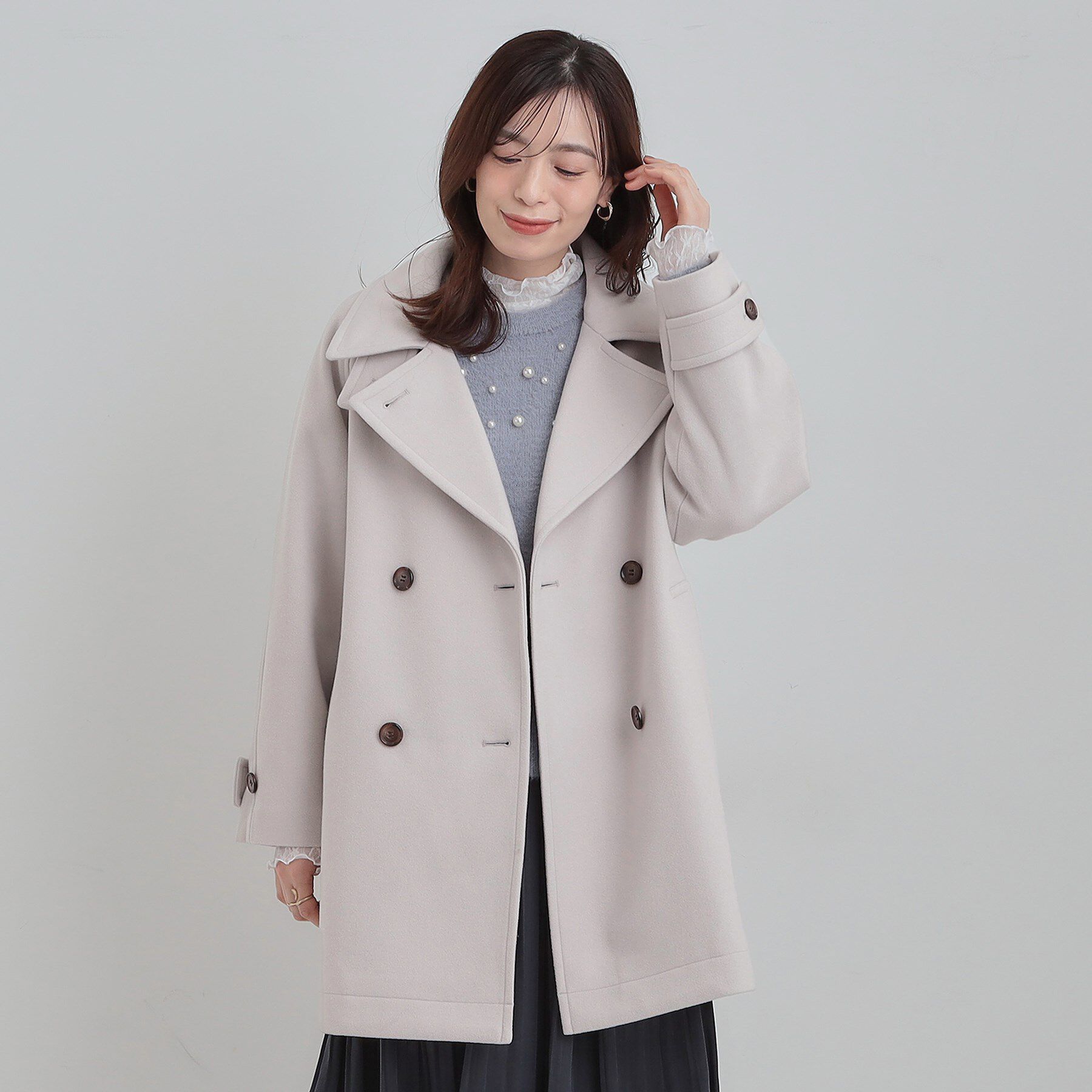 SHOO･LA･RUE「【2WAY】こなれきれい ウール調コクーンコート」|チェスターコート|