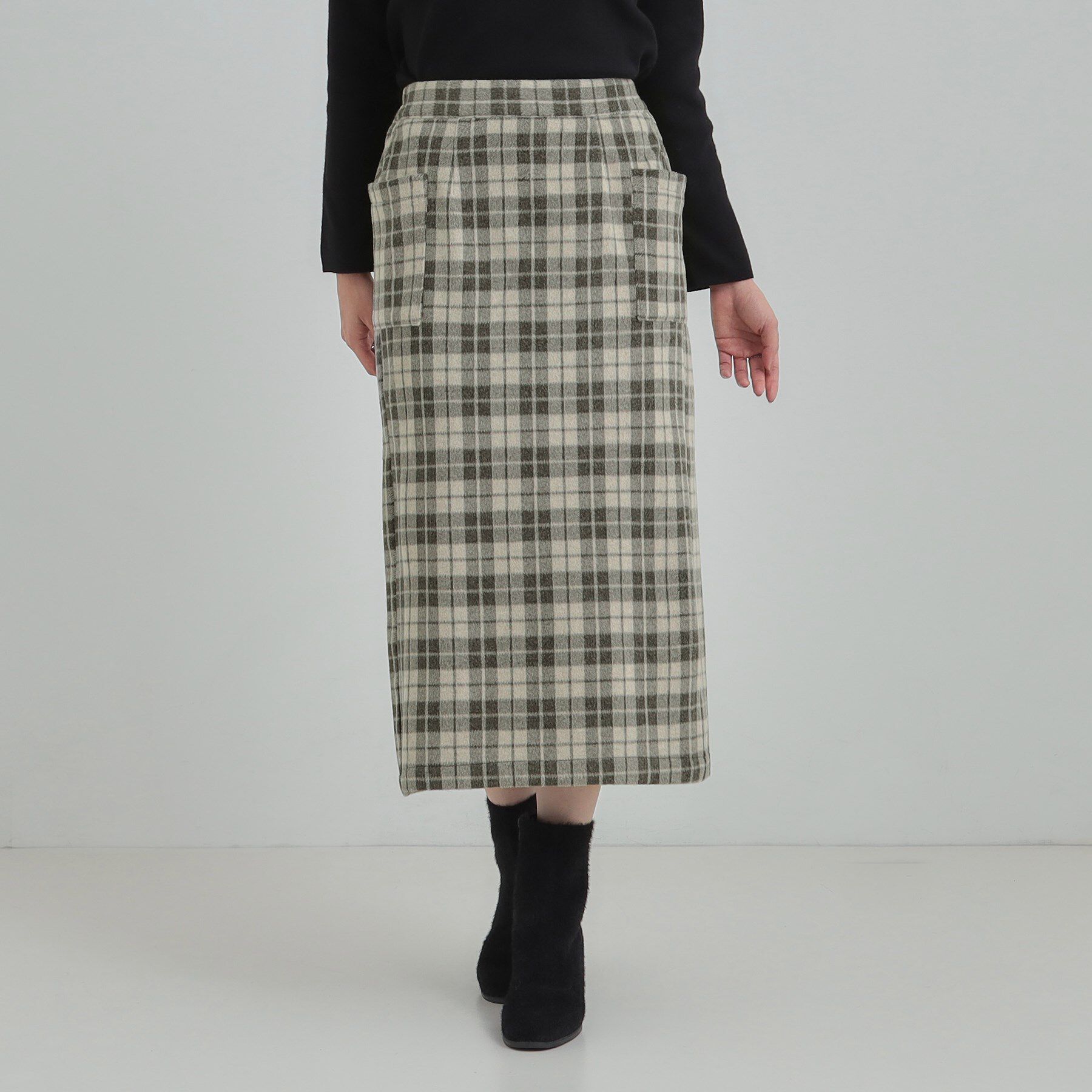 SHOO･LA･RUE「【S-LL/あったか】大人レディな着こなしに シャギーチェックスカート」|スカート|