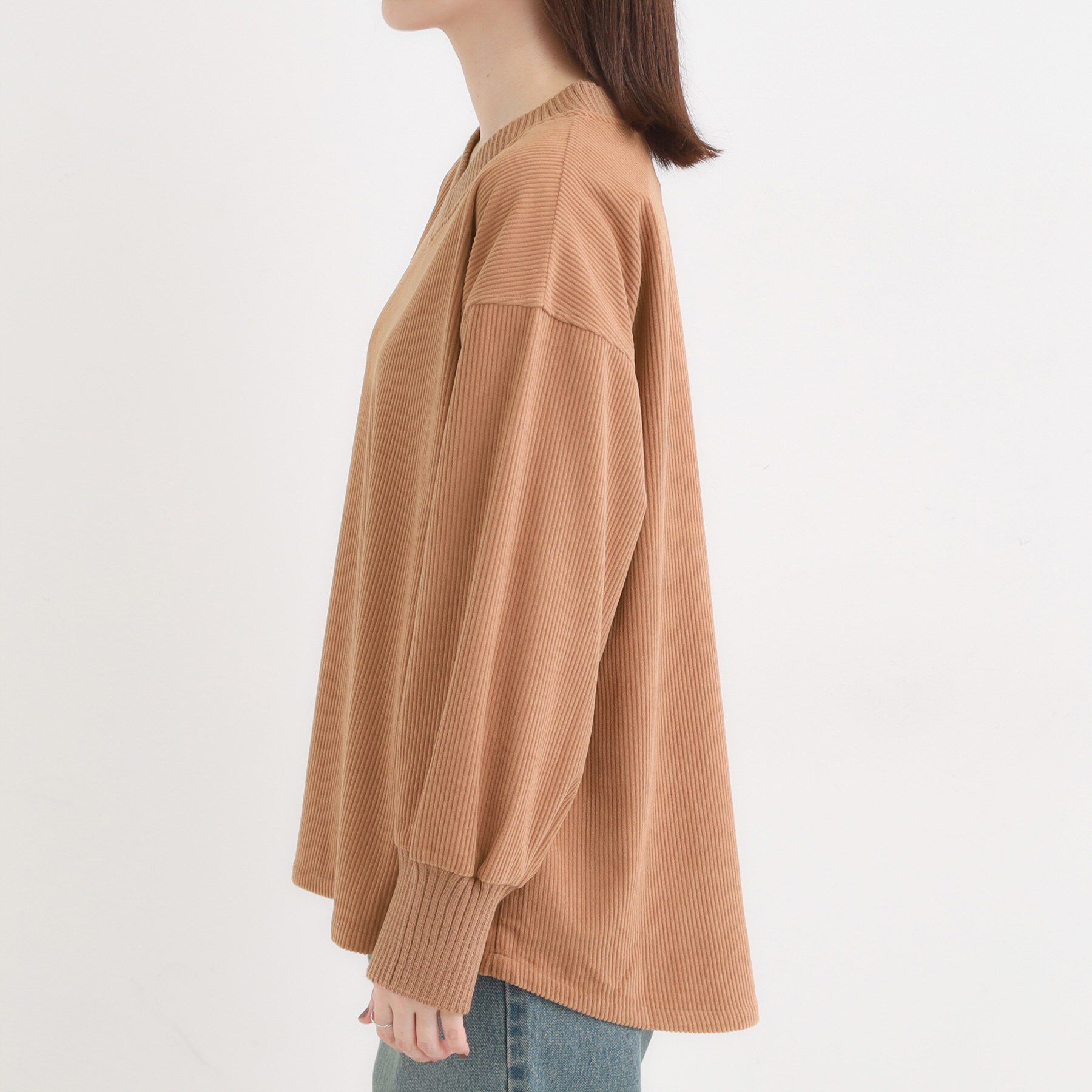 SHOO･LA･RUE「ニットリブコーデュロイトップス」|Tシャツ・カットソー|