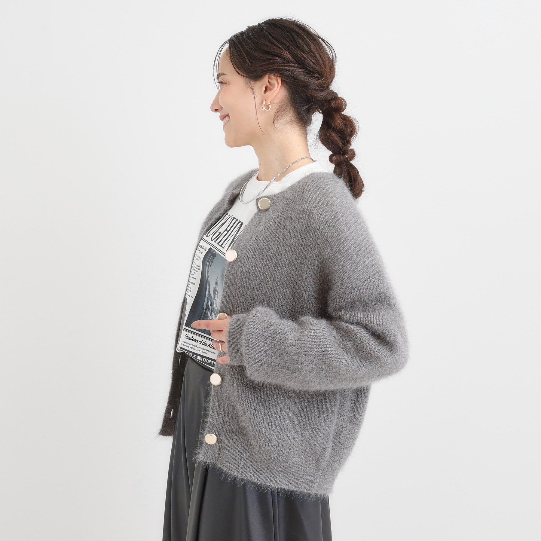 SHOO･LA･RUE「【S-LL】ふわふわシャギー 大人レディなカーディガン」|カーディガン|