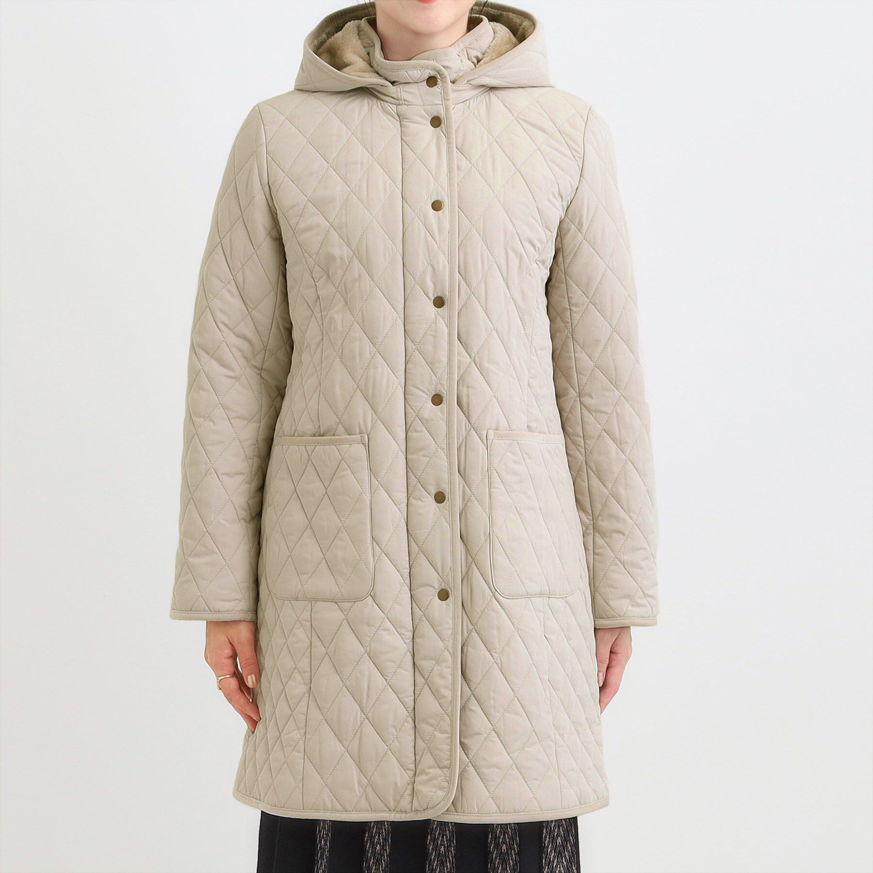 SHOO･LA･RUE「【撥水/フード取り外し可】自然にくびれる あったかダイヤ柄キルトコート【CIRCRIC】」|ダウン|