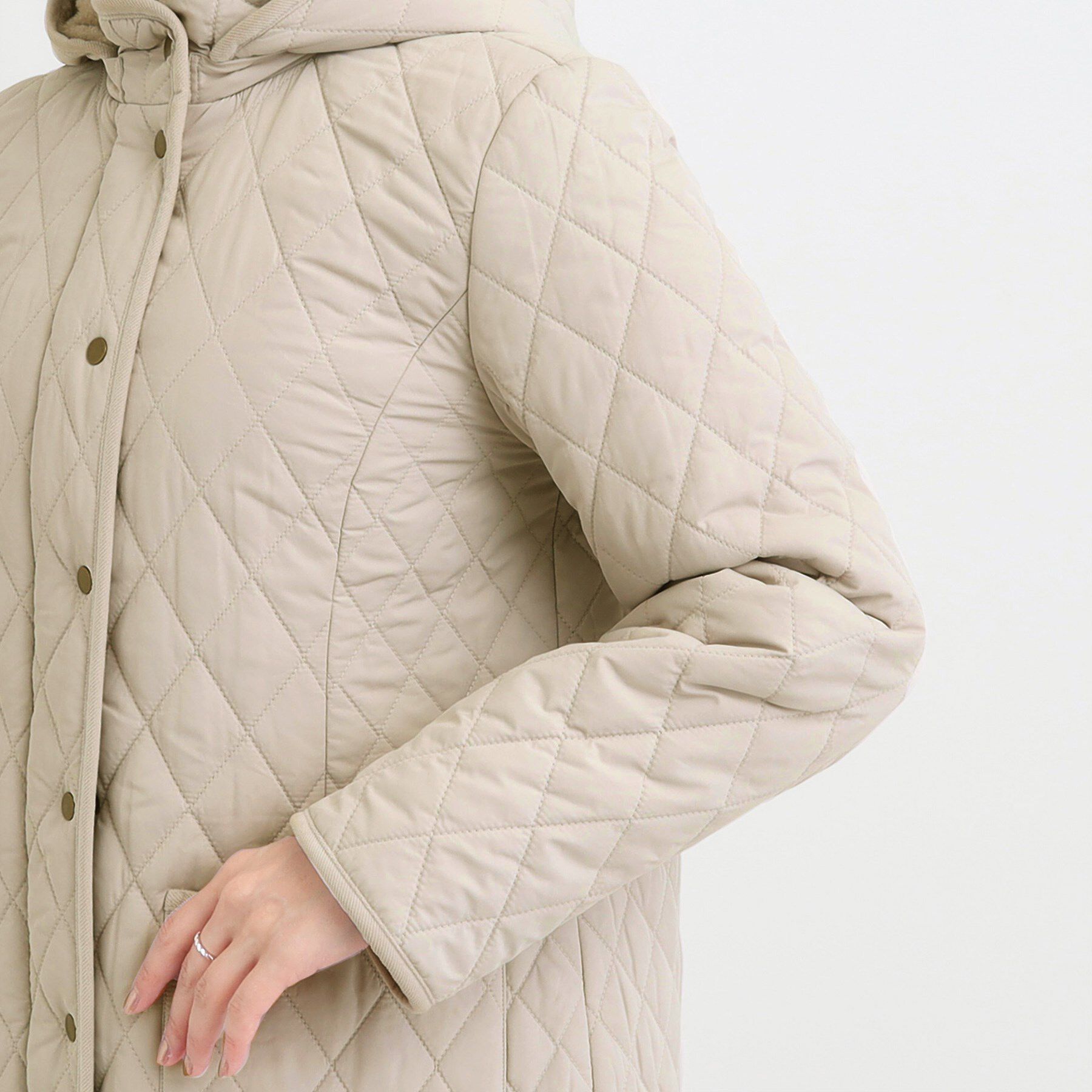 SHOO･LA･RUE「【撥水/フード取り外し可】自然にくびれる あったかダイヤ柄キルトコート【CIRCRIC】」|ダウン|