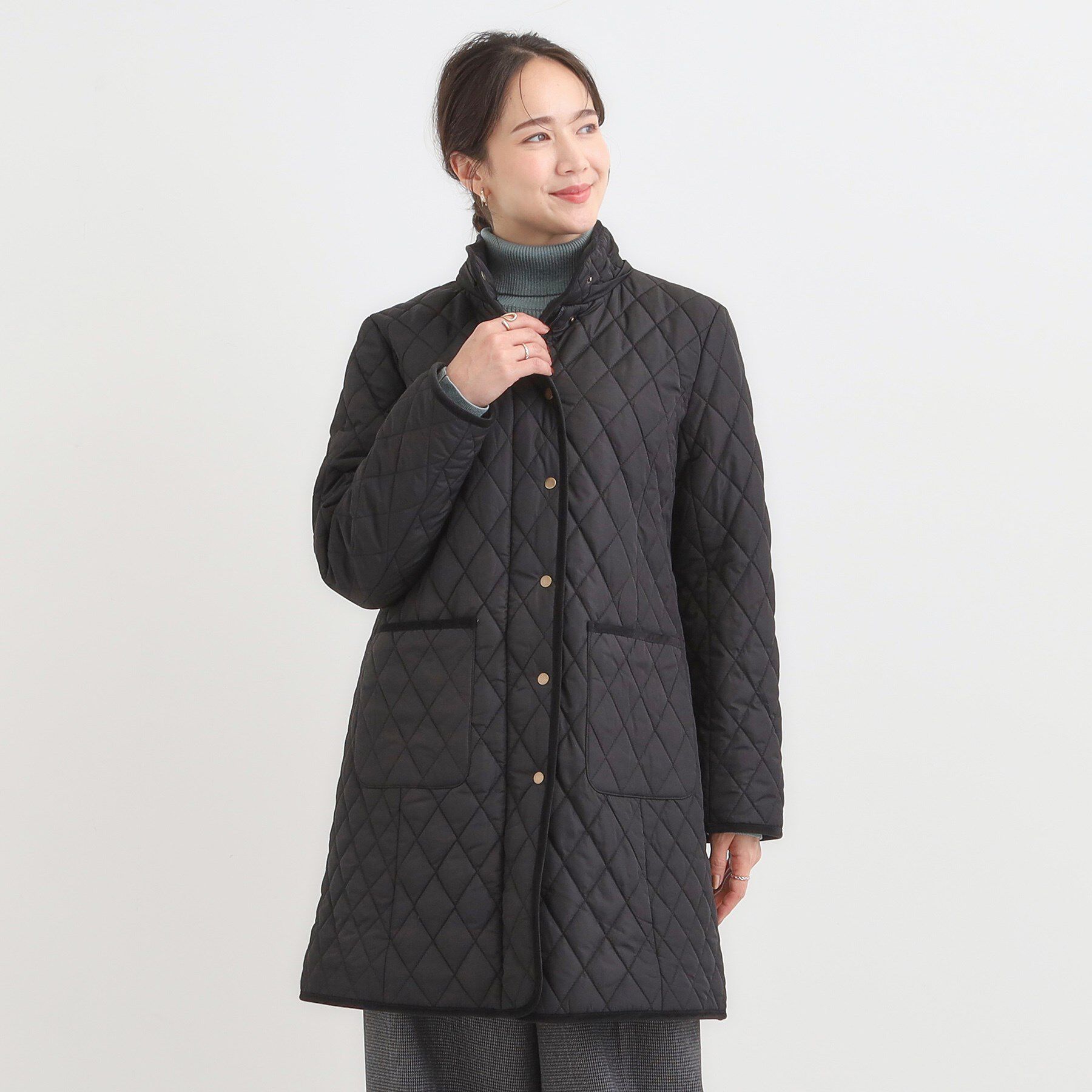 SHOO･LA･RUE「【撥水/フード取り外し可】自然にくびれる あったかダイヤ柄キルトコート【CIRCRIC】」|ダウン|