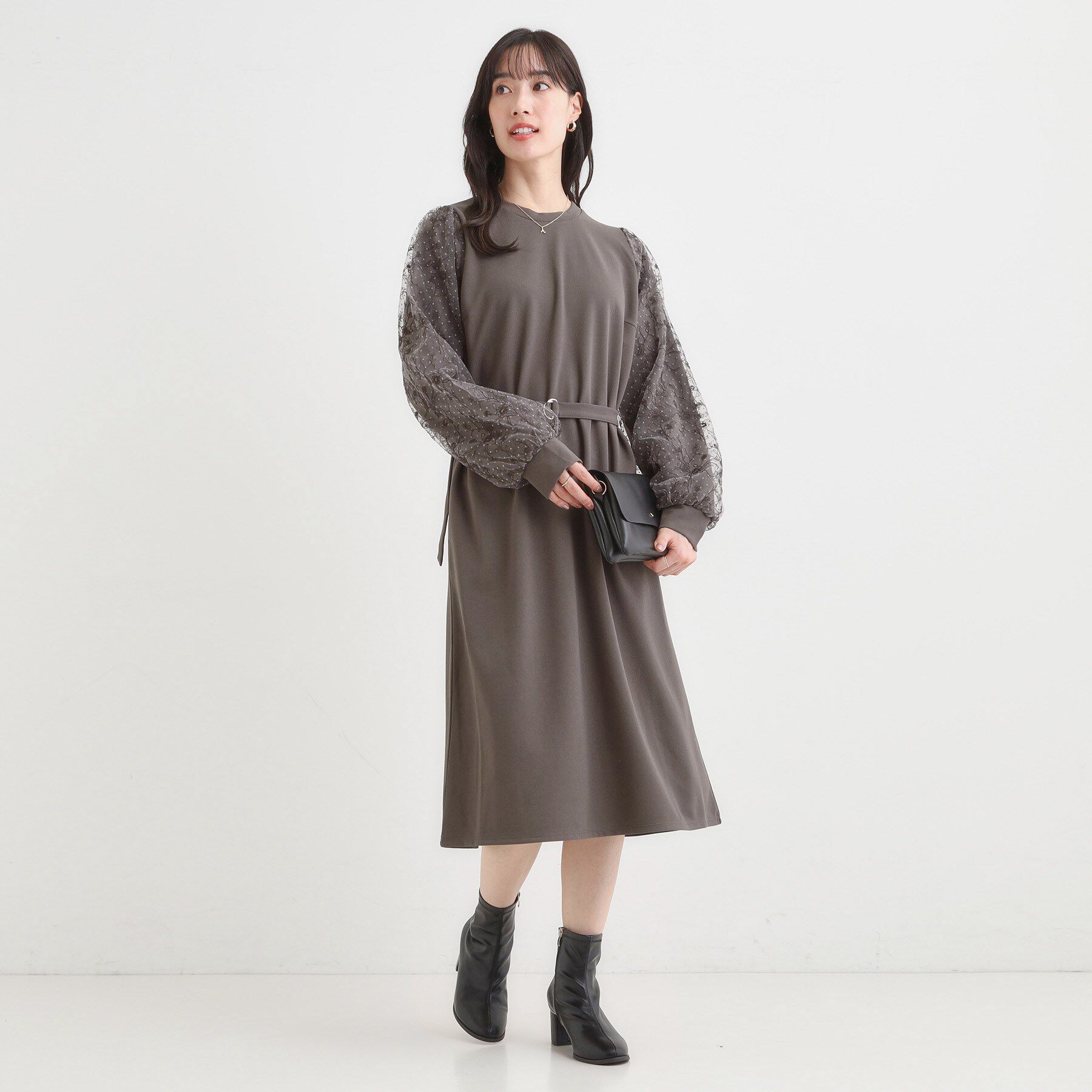 SHOO･LA･RUE「【S-LL】お袖チュールレース切り替えワンピース」|ワンピース|