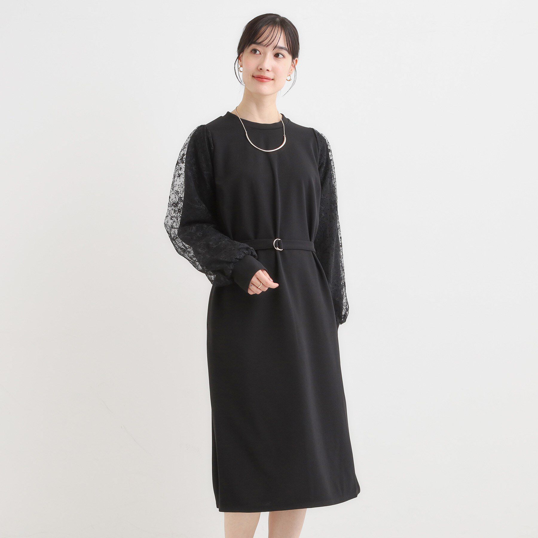 SHOO･LA･RUE「【S-LL】お袖チュールレース切り替えワンピース」|ワンピース|