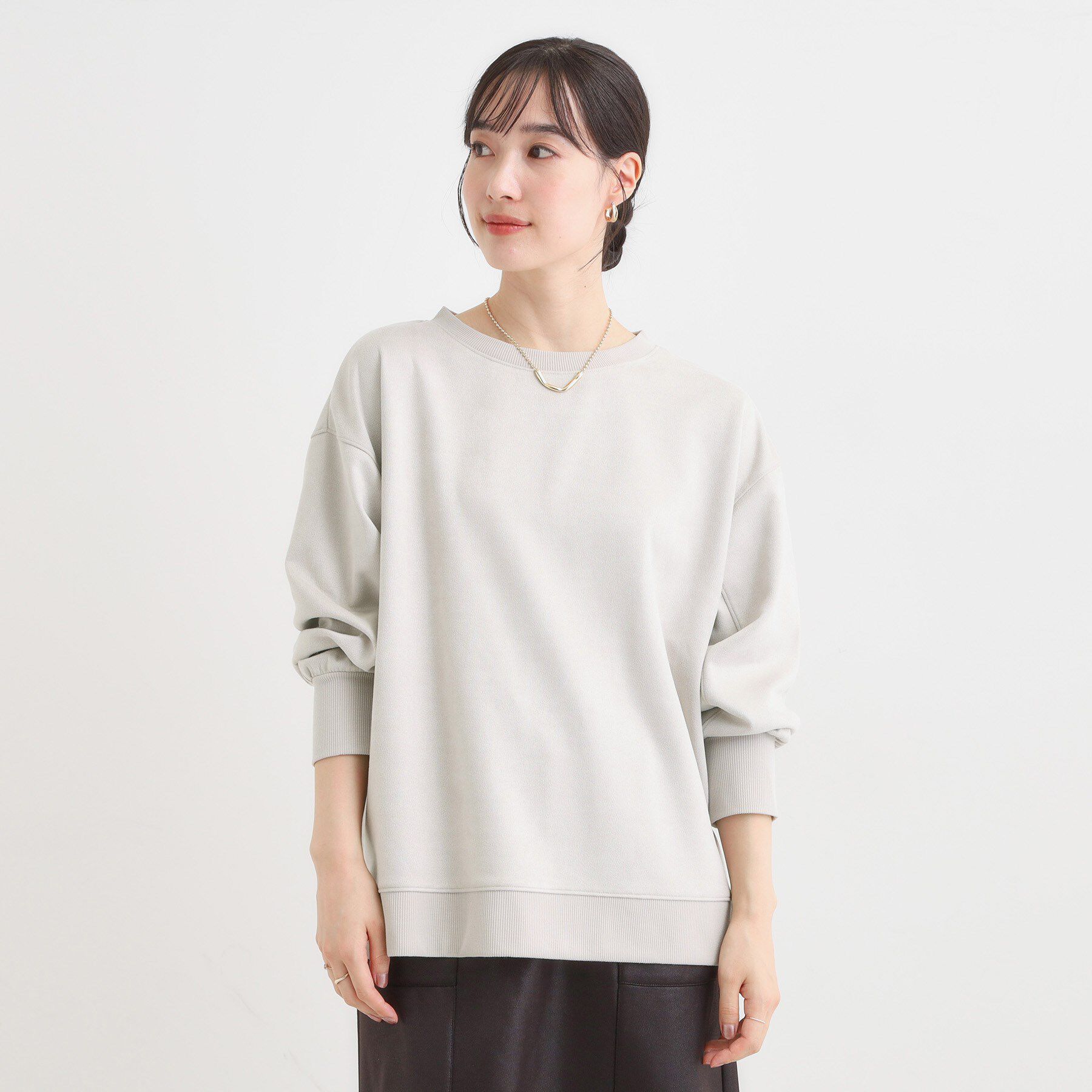 SHOO･LA･RUE「【S-LL】なめらかタッチが癖になる スエード調トップス」|Tシャツ・カットソー|