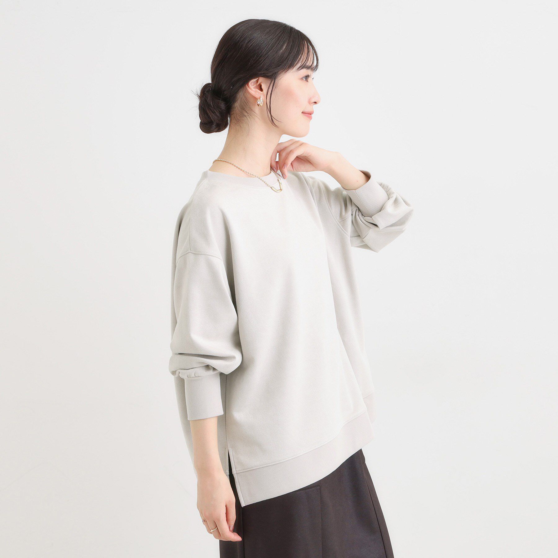 SHOO･LA･RUE「【S-LL】なめらかタッチが癖になる スエード調トップス」|Tシャツ・カットソー|