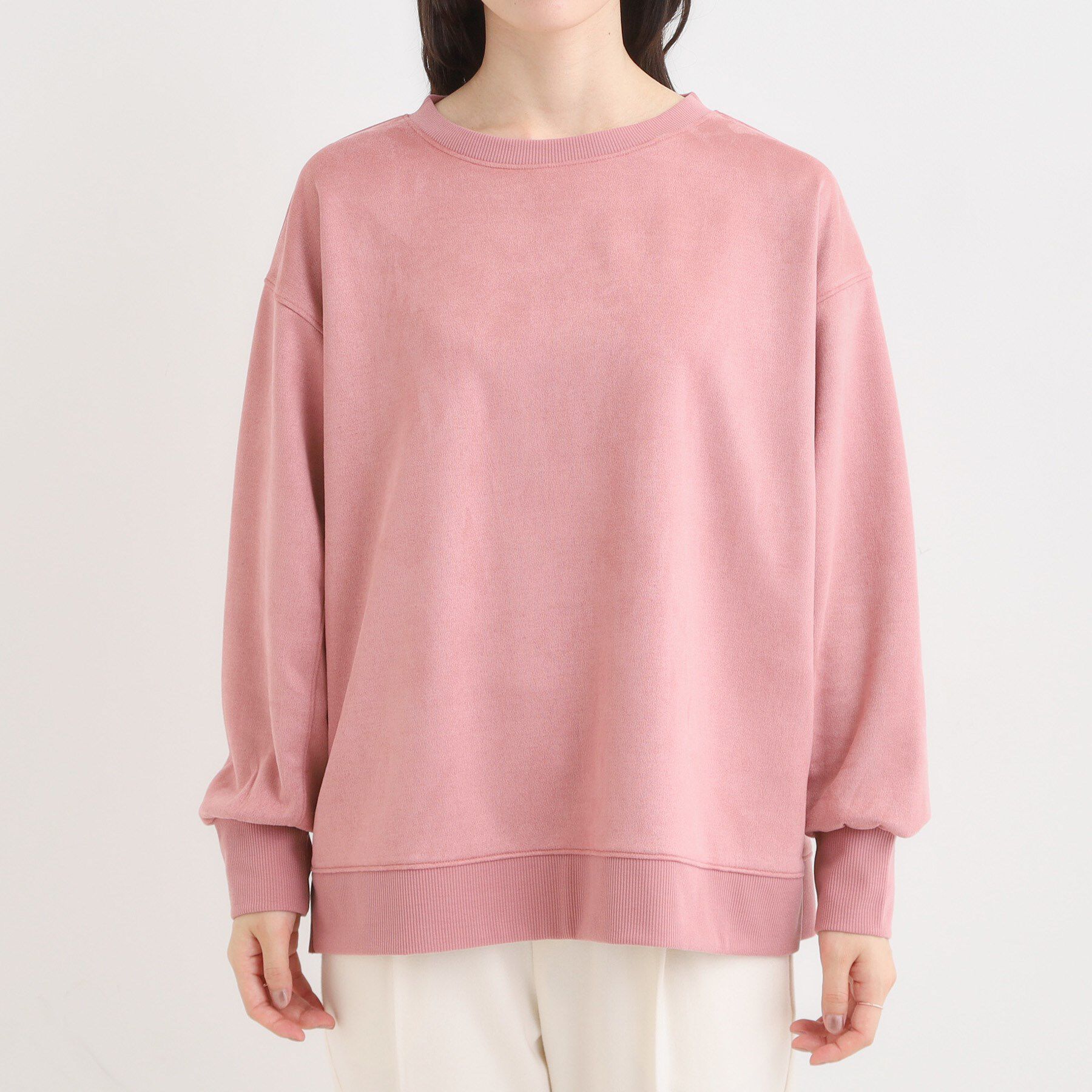 SHOO･LA･RUE「【S-LL】なめらかタッチが癖になる スエード調トップス」|Tシャツ・カットソー|