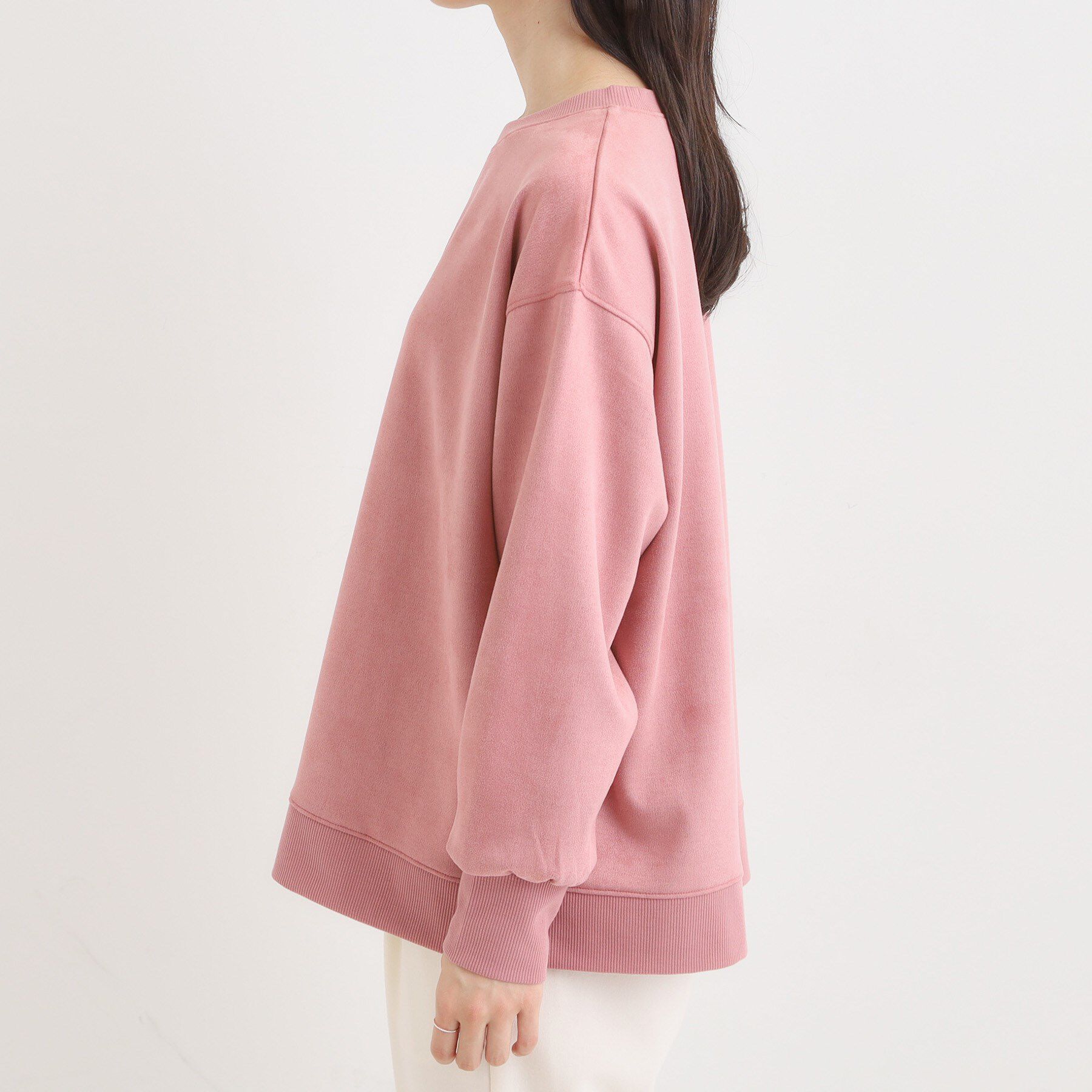 SHOO･LA･RUE「【S-LL】なめらかタッチが癖になる スエード調トップス」|Tシャツ・カットソー|