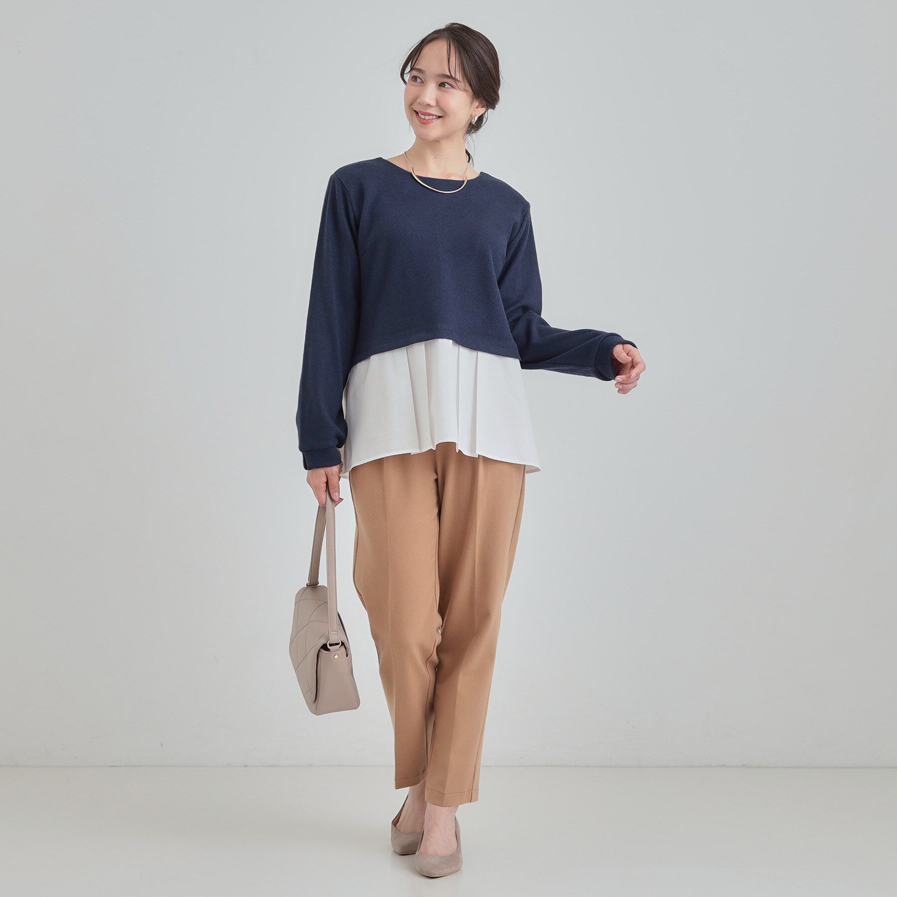 SHOO･LA･RUE「【S-LL】レイヤード風 シャツドッキングトップス」|Tシャツ・カットソー|